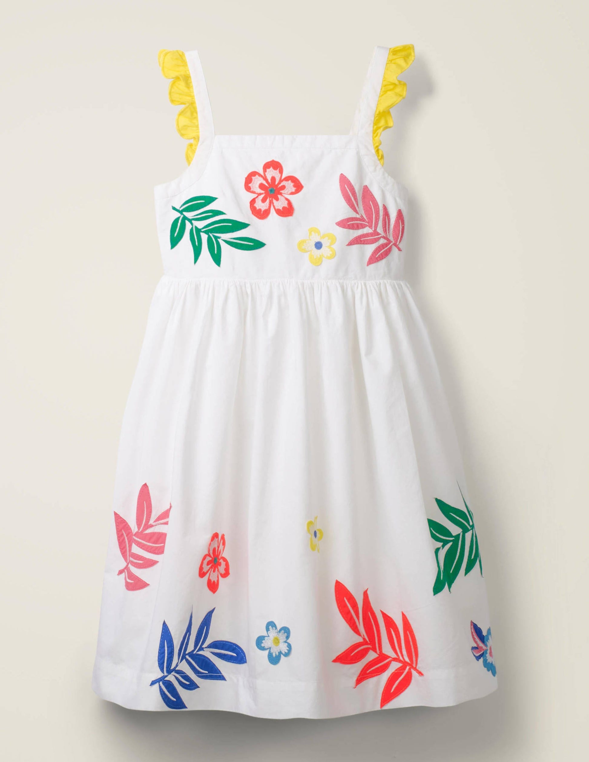 Embellished Frill Sleeve Dress-White Floral-1