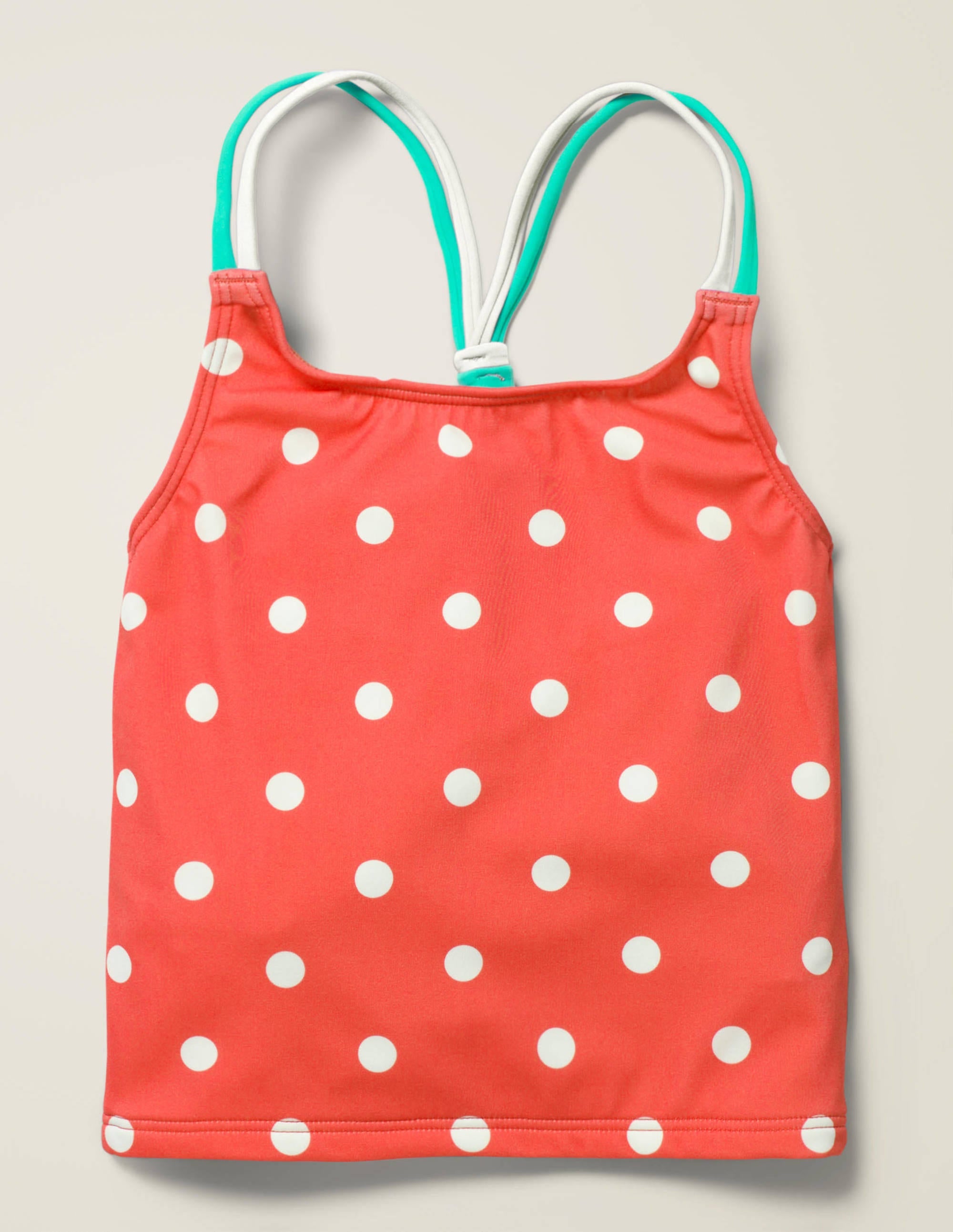 Patterned Tankini Top-Sunset Red/Ivory Spot - Image 1
