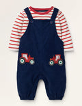 Cord Overalls Set-Starboard Blue Tractors