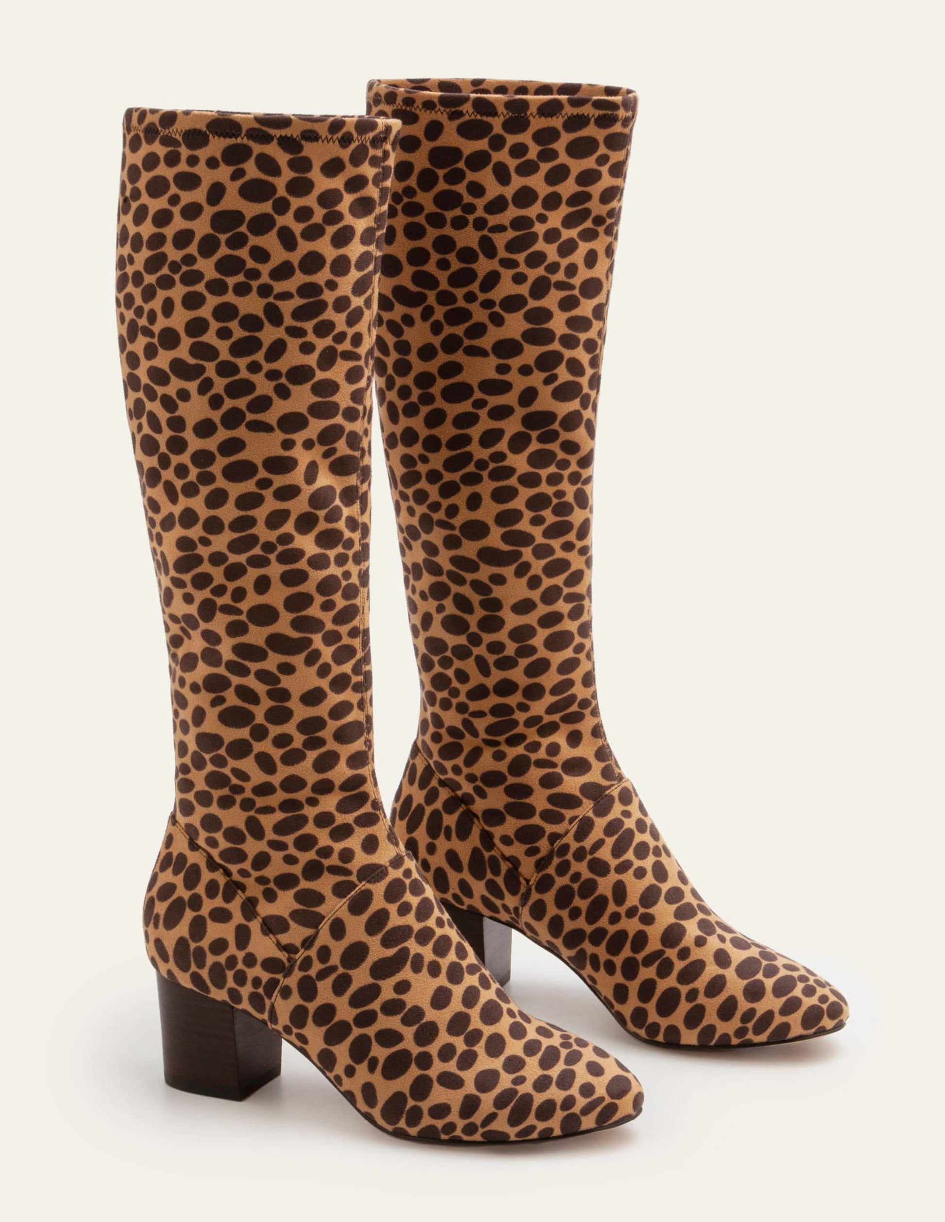 Round Toe Stretch Boots-Natural Cheetah-1
