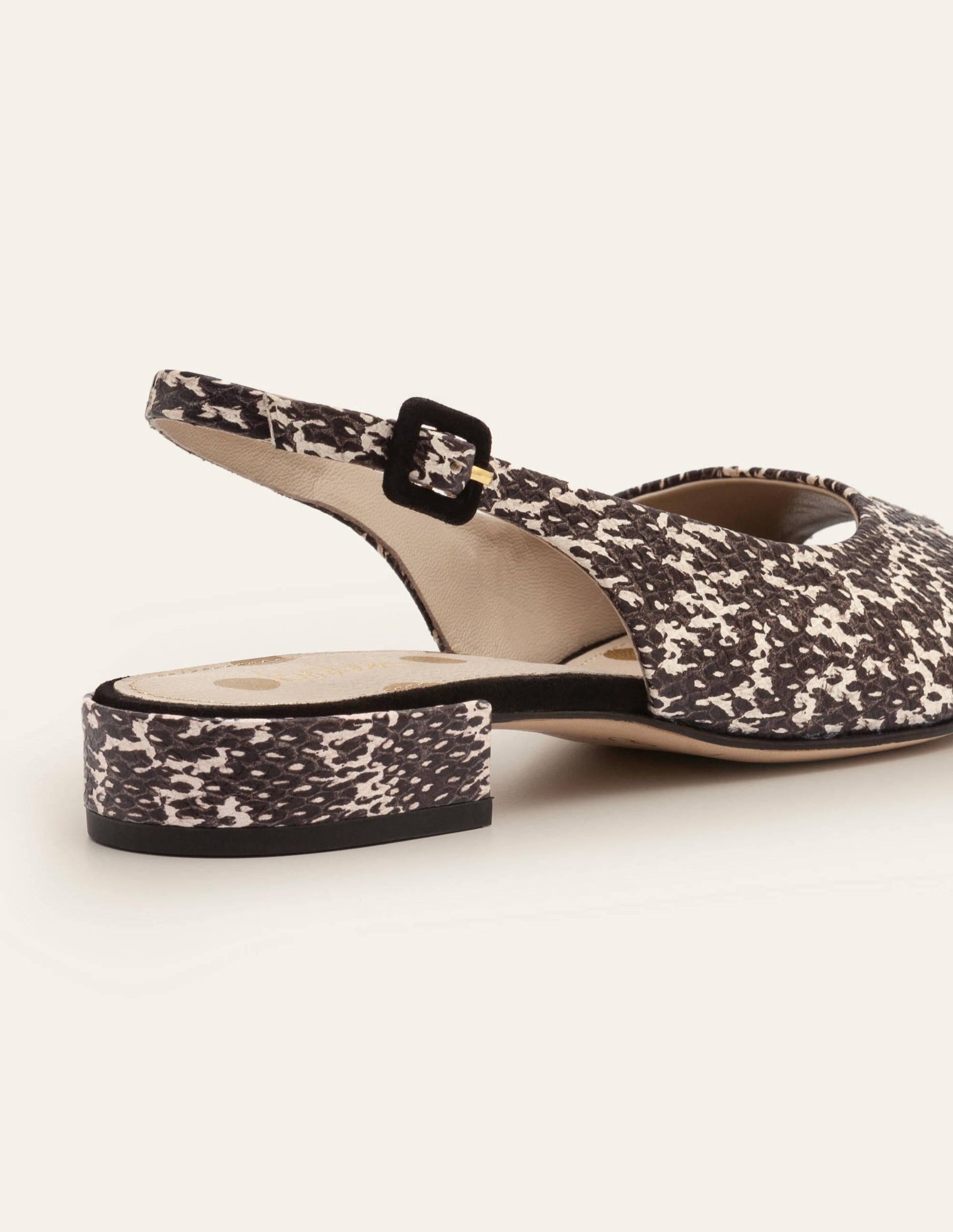 Ivy Low Heel Slingbacks-Black/White Snake-2