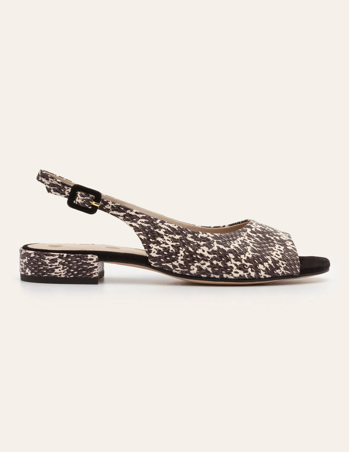 Ivy Low Heel Slingbacks-Black/White Snake-3