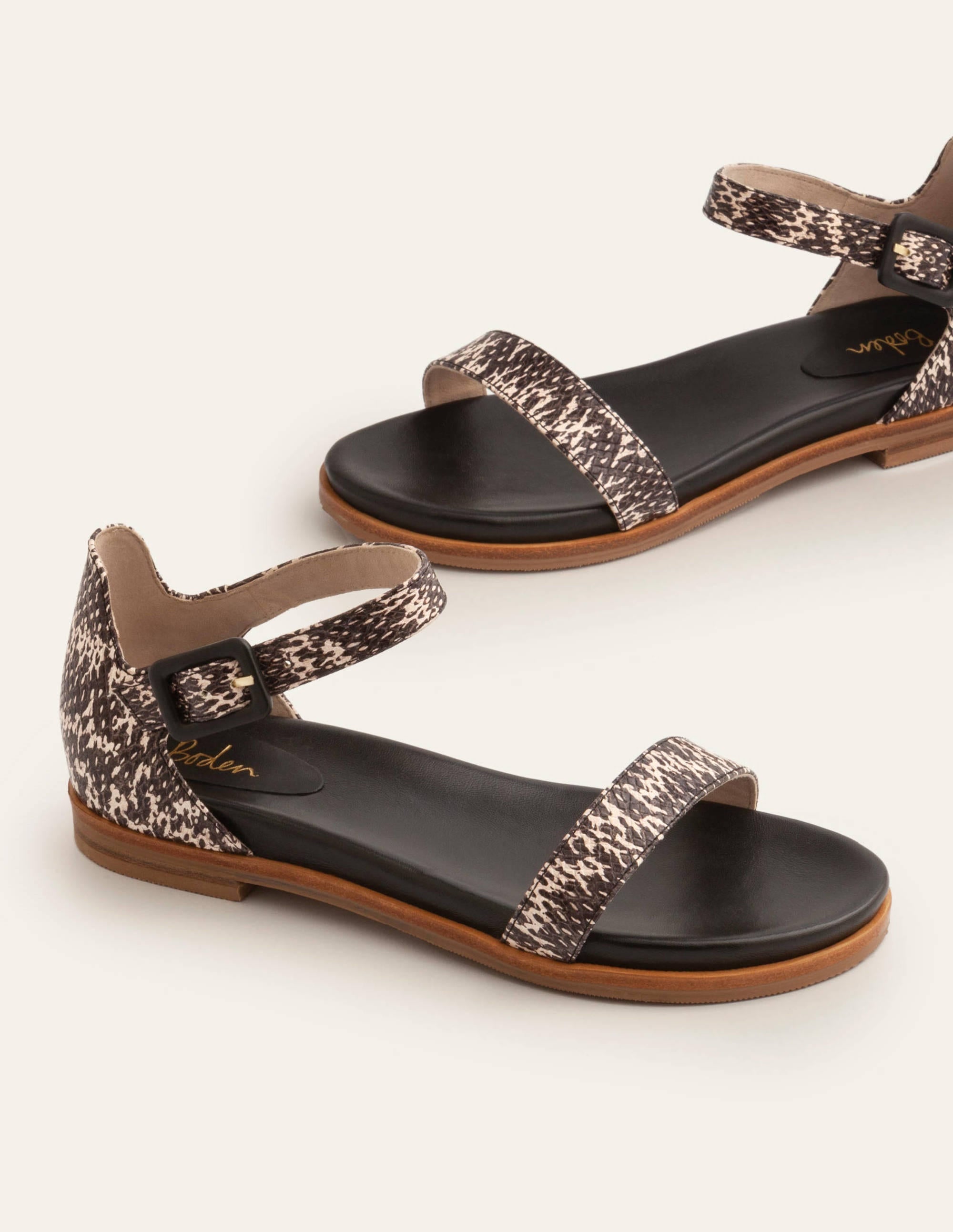 Katie Comfort Sandals-Black/White Snake - Image 1