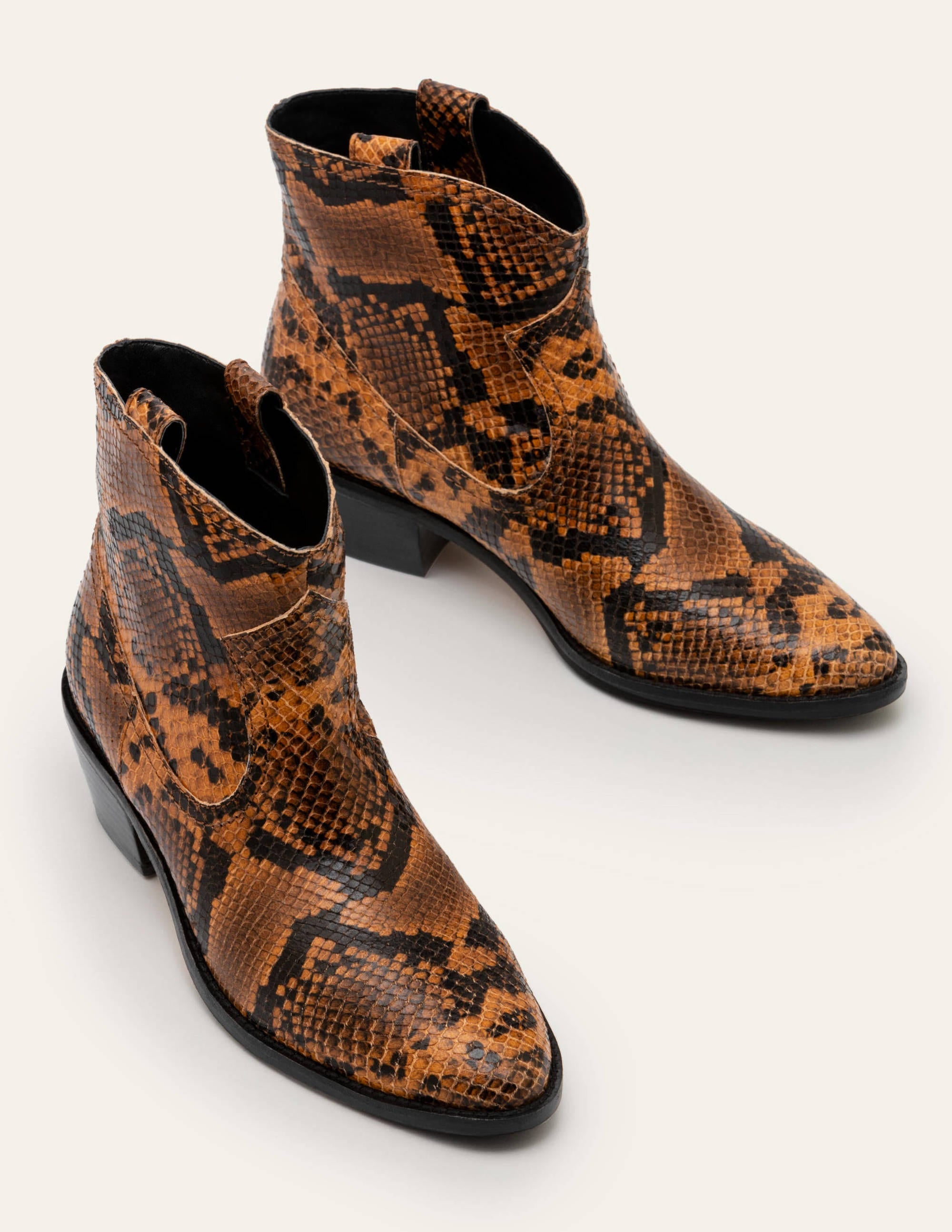 Allendale Ankle Boots-Camel Snake - Image 1