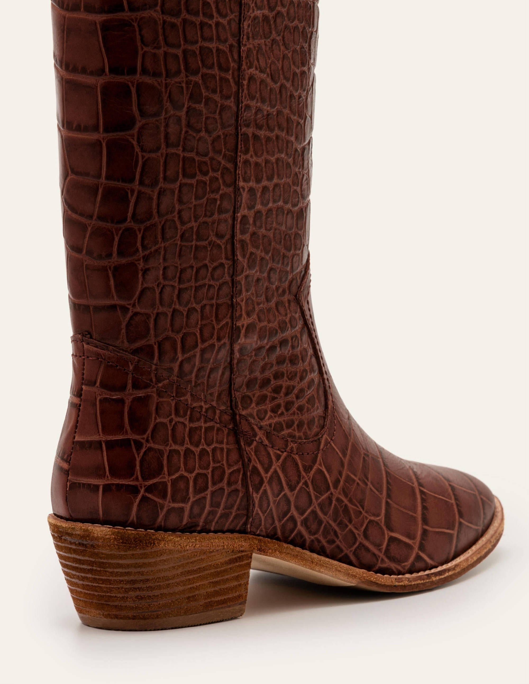 Allendale Knee High Boots-Mahogany Croc - Image 2