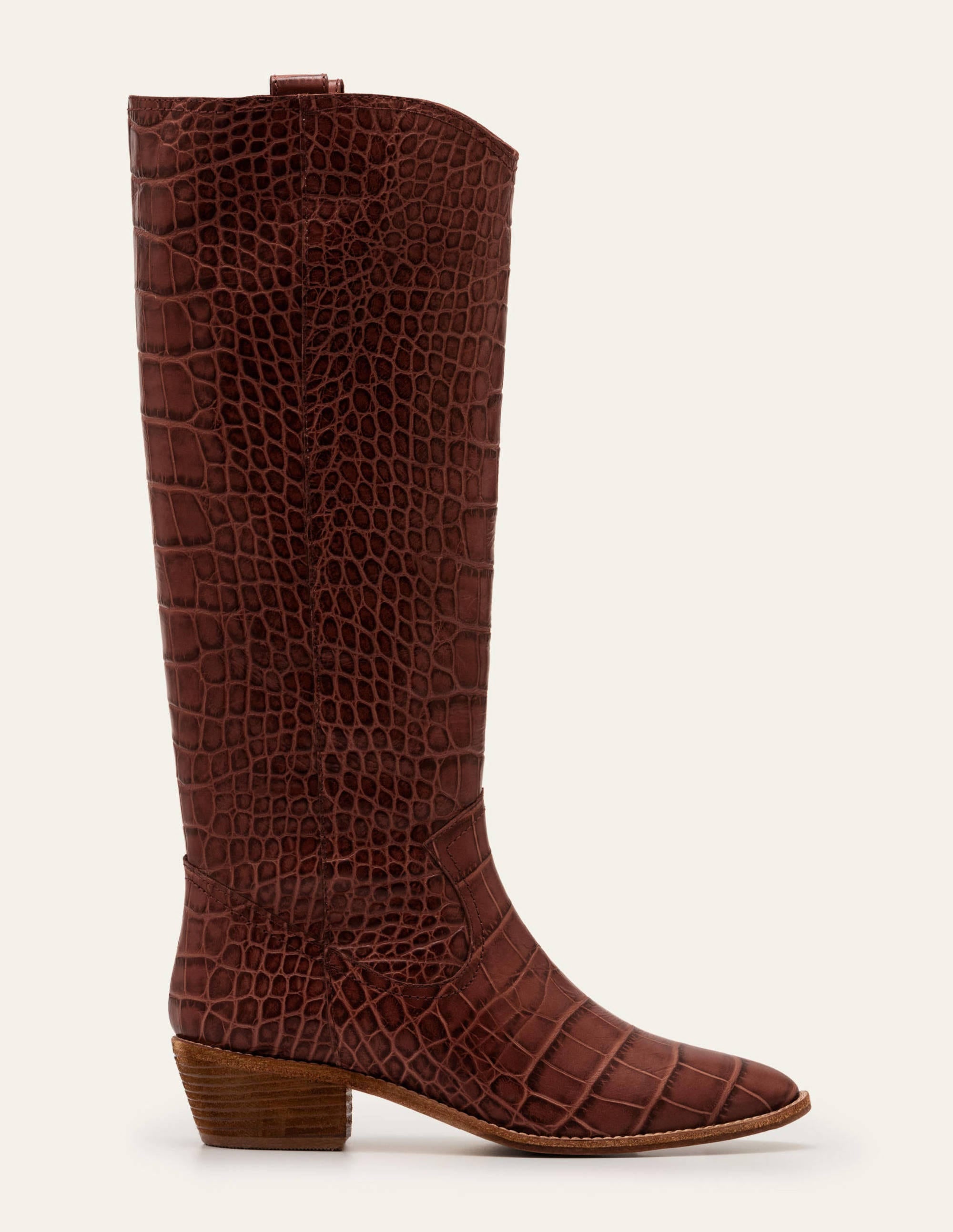 Allendale Knee High Boots-Mahogany Croc - Image 3