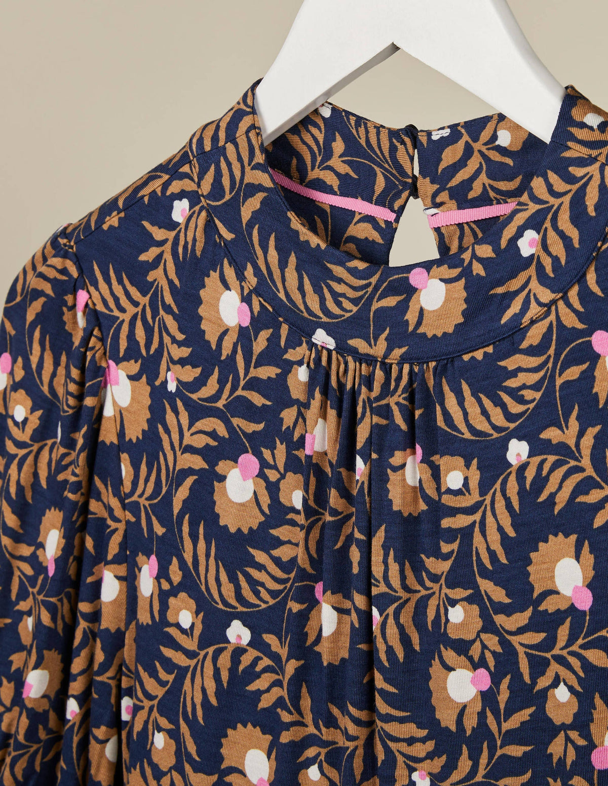 Flora Jersey Puff Sleeve Dress-Navy, Wild Bramble - Image 5