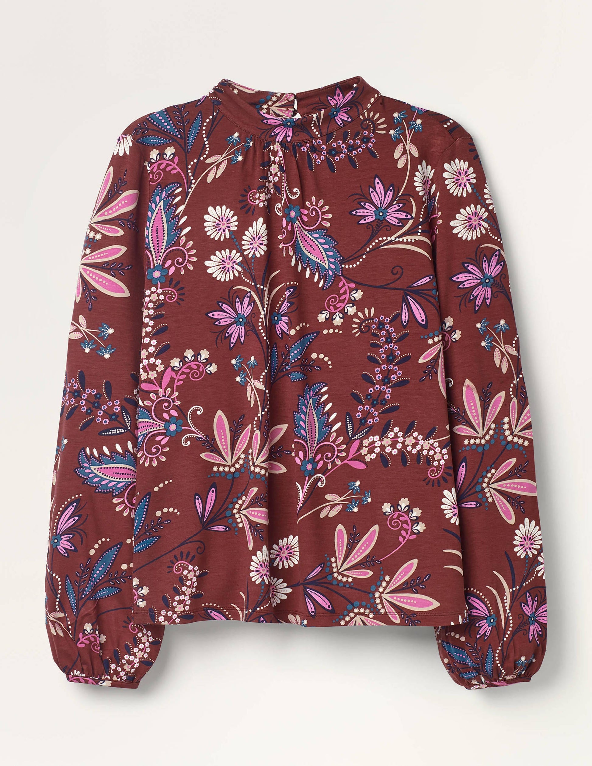 Natasha Jersey Top-Maroon, Heritage Bloom-5