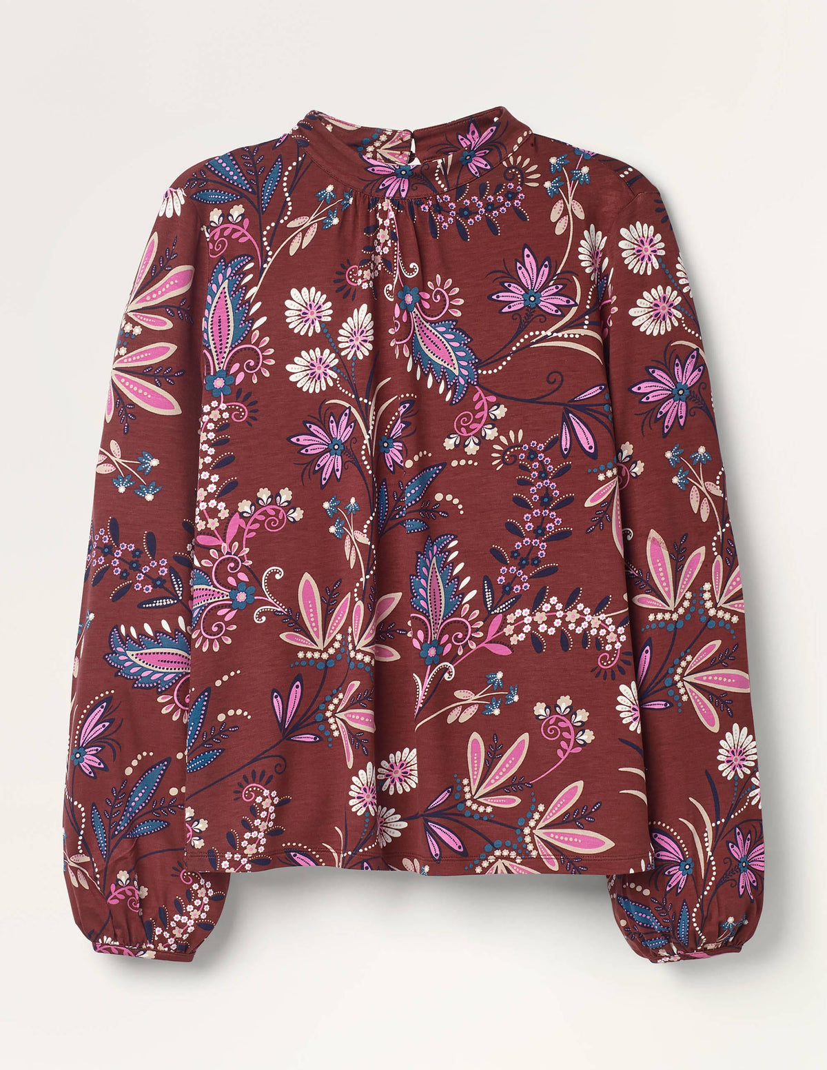 Natasha Jersey Top-Maroon, Heritage Bloom - Image 5