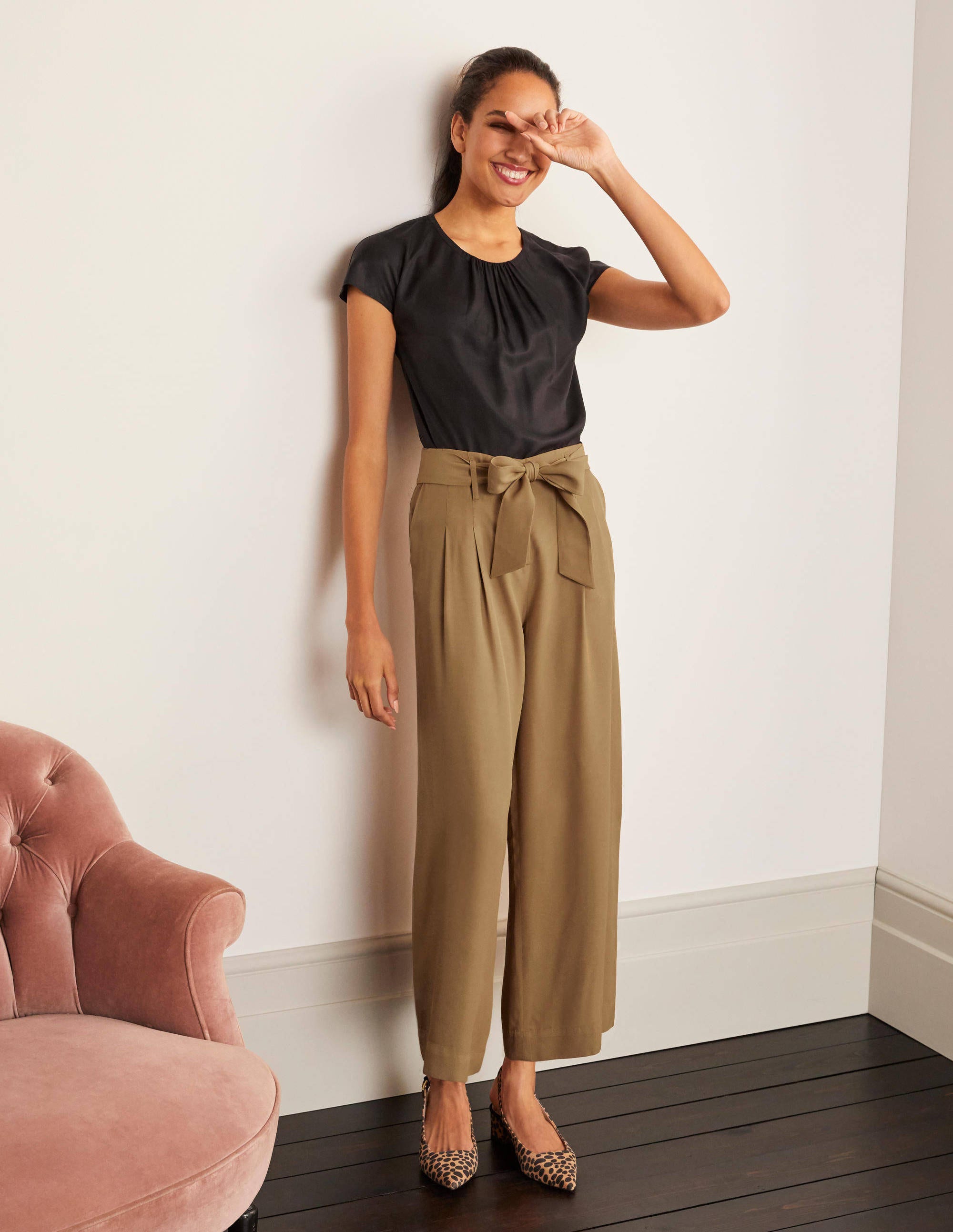 Melville Tie Waist Culottes-Camel - Image 3