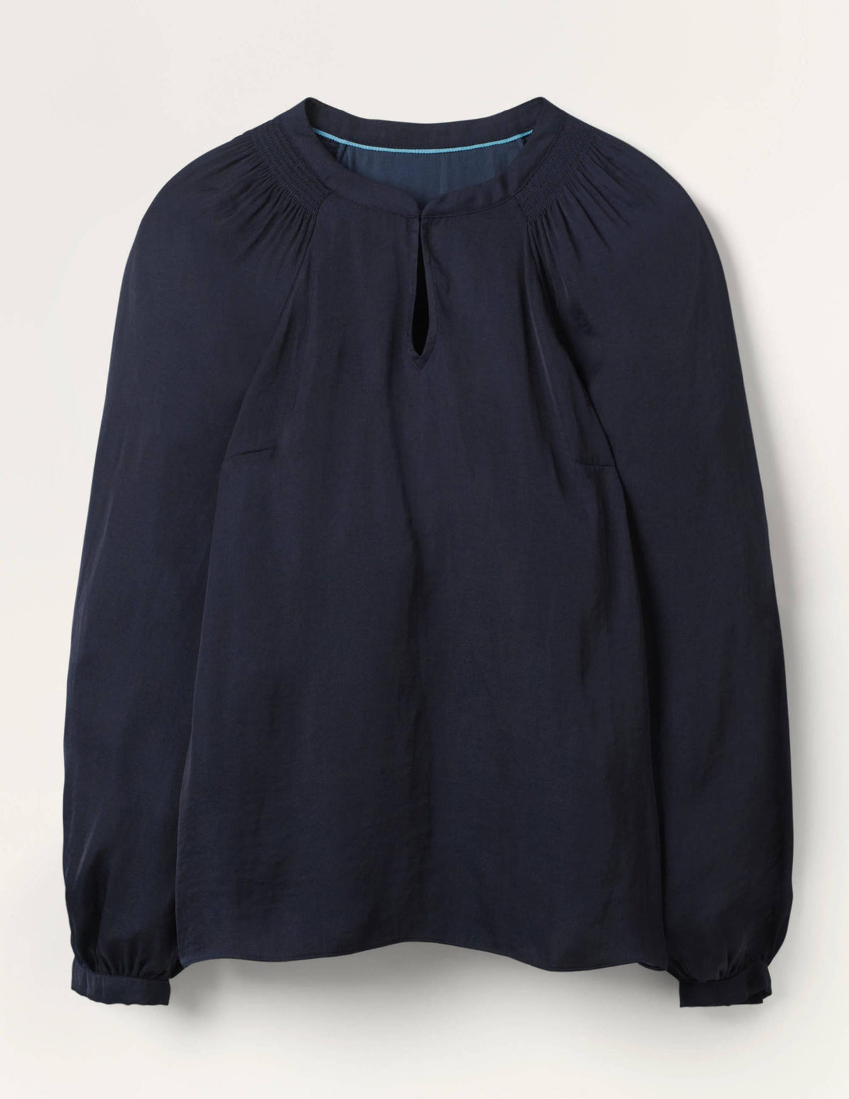 Kitty Smocked Neck Blouse-Navy - Image 4