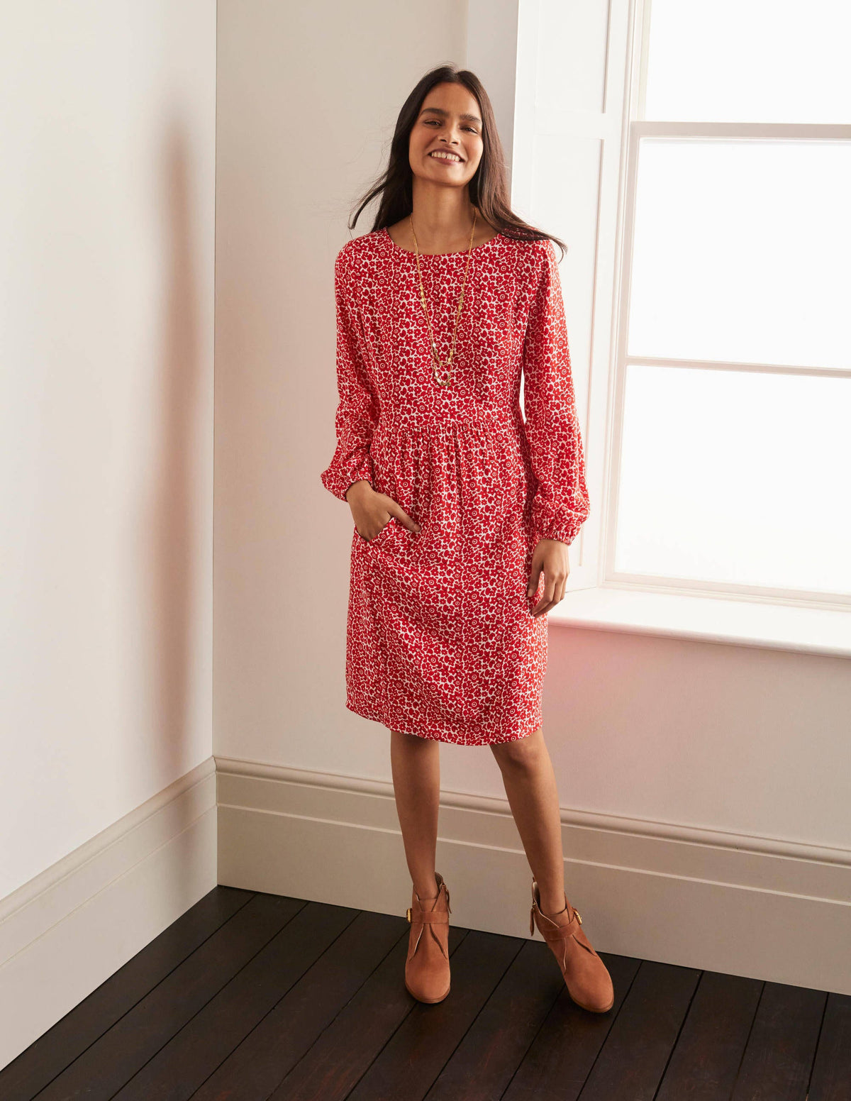 Serena Dress-Cherry Red, Ditsy Pop Small - Image 3