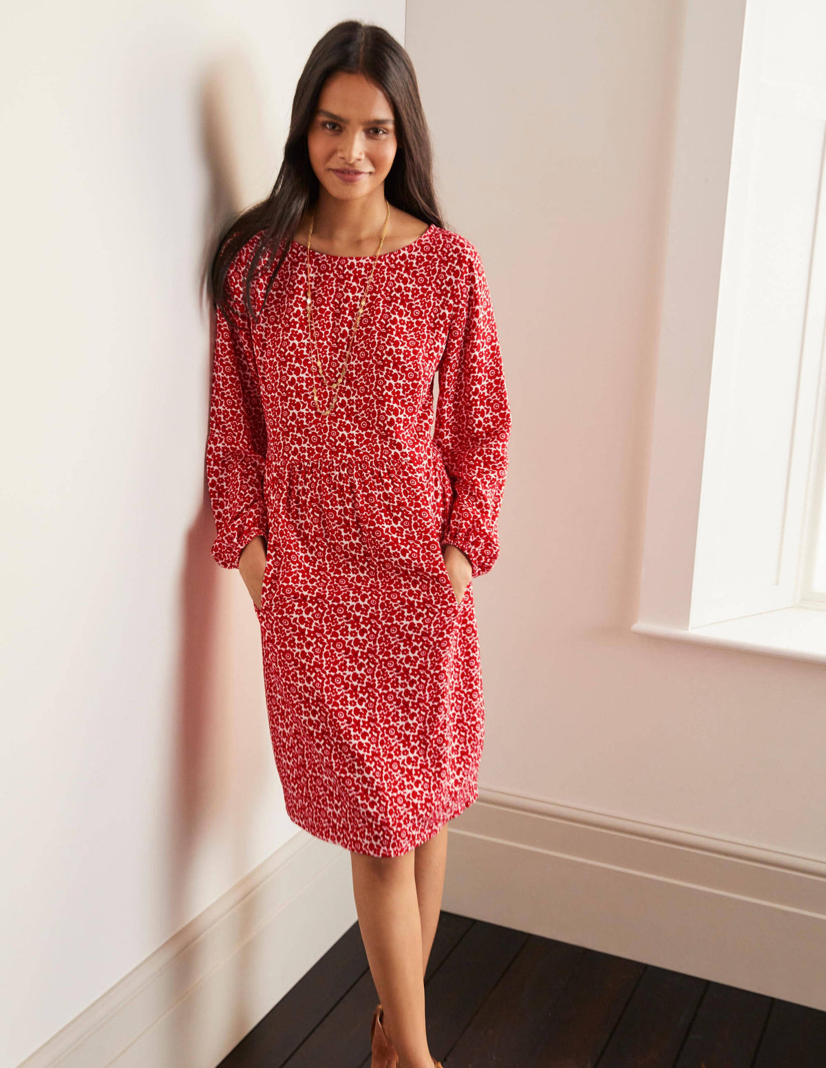 Serena Dress-Cherry Red, Ditsy Pop Small-1