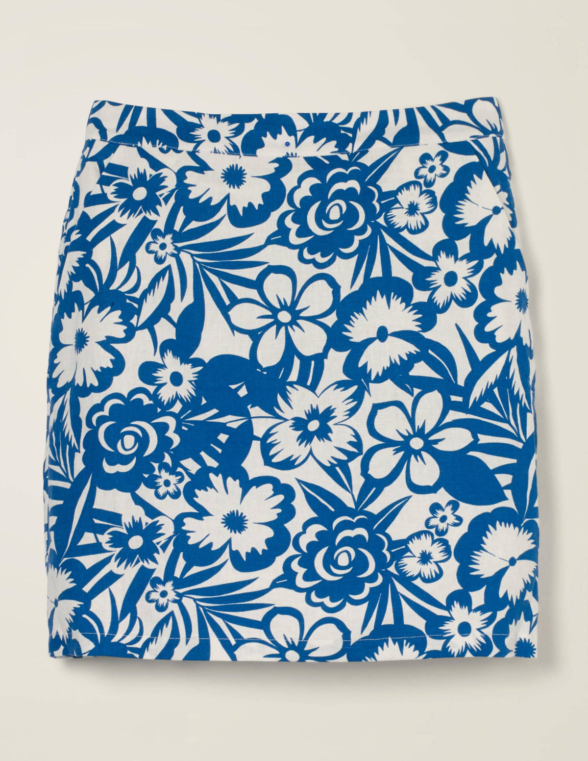 Lathbury Linen Mini Skirt-Blue Floral-5