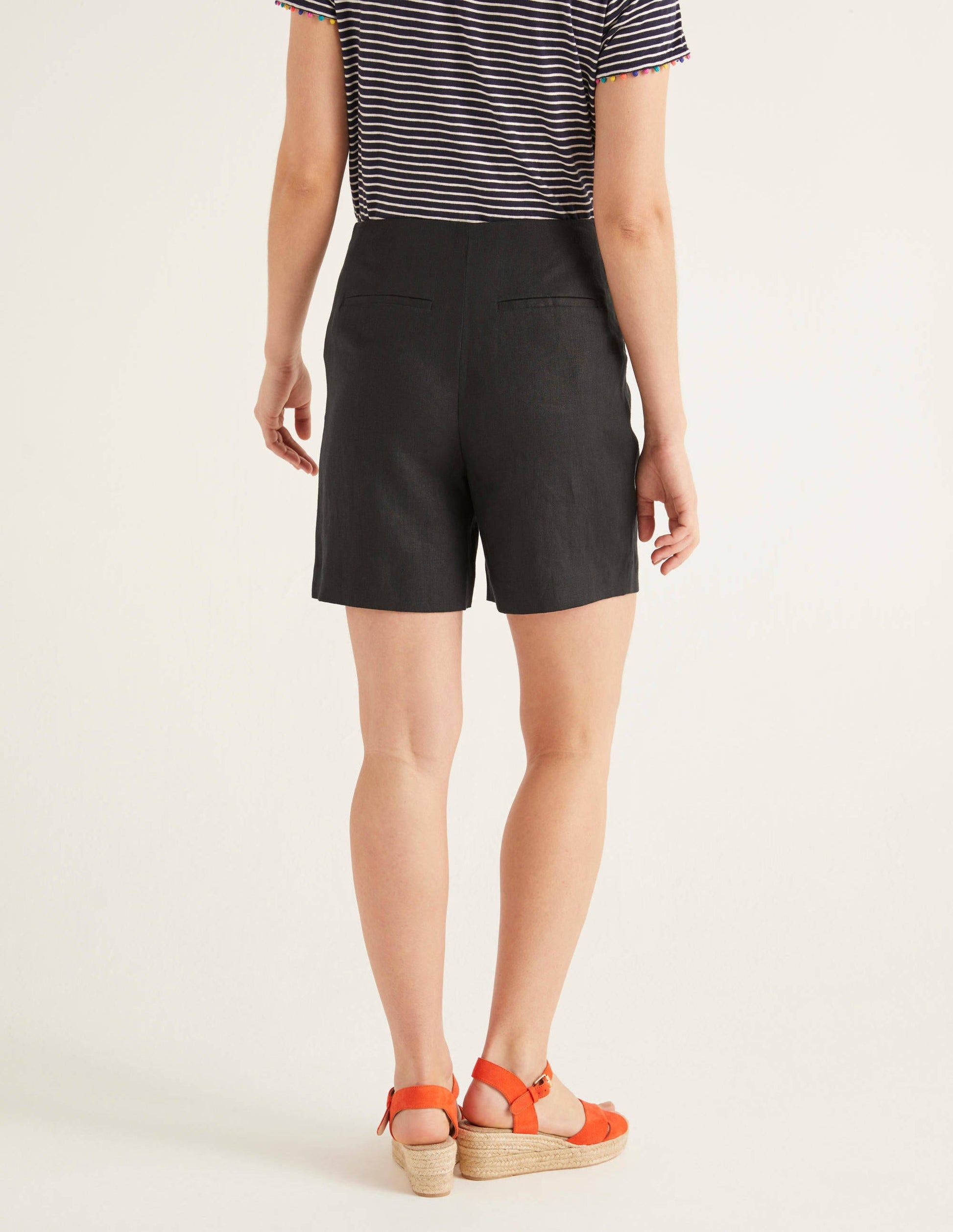 Falmouth Linen Shorts-Black-3