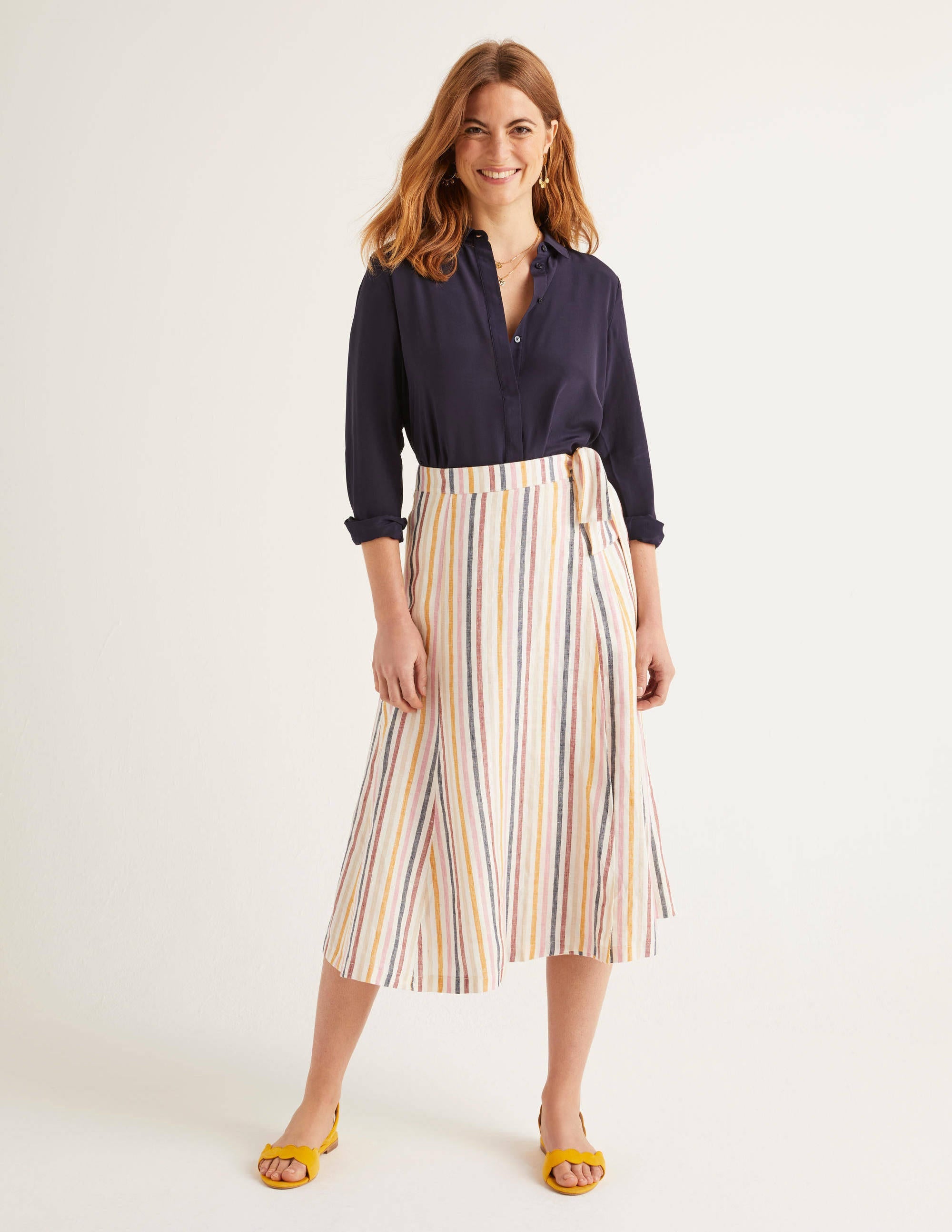 Radlett Linen Wrap Skirt-Tuscan Sun Stripe - Image 4