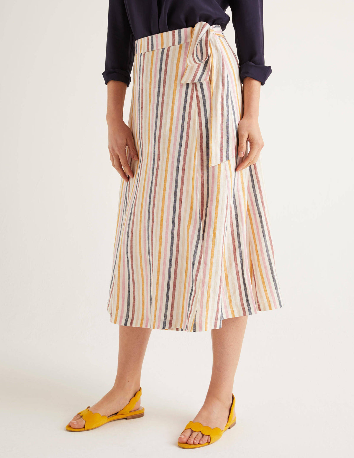 Radlett Linen Wrap Skirt-Tuscan Sun Stripe - Image 1