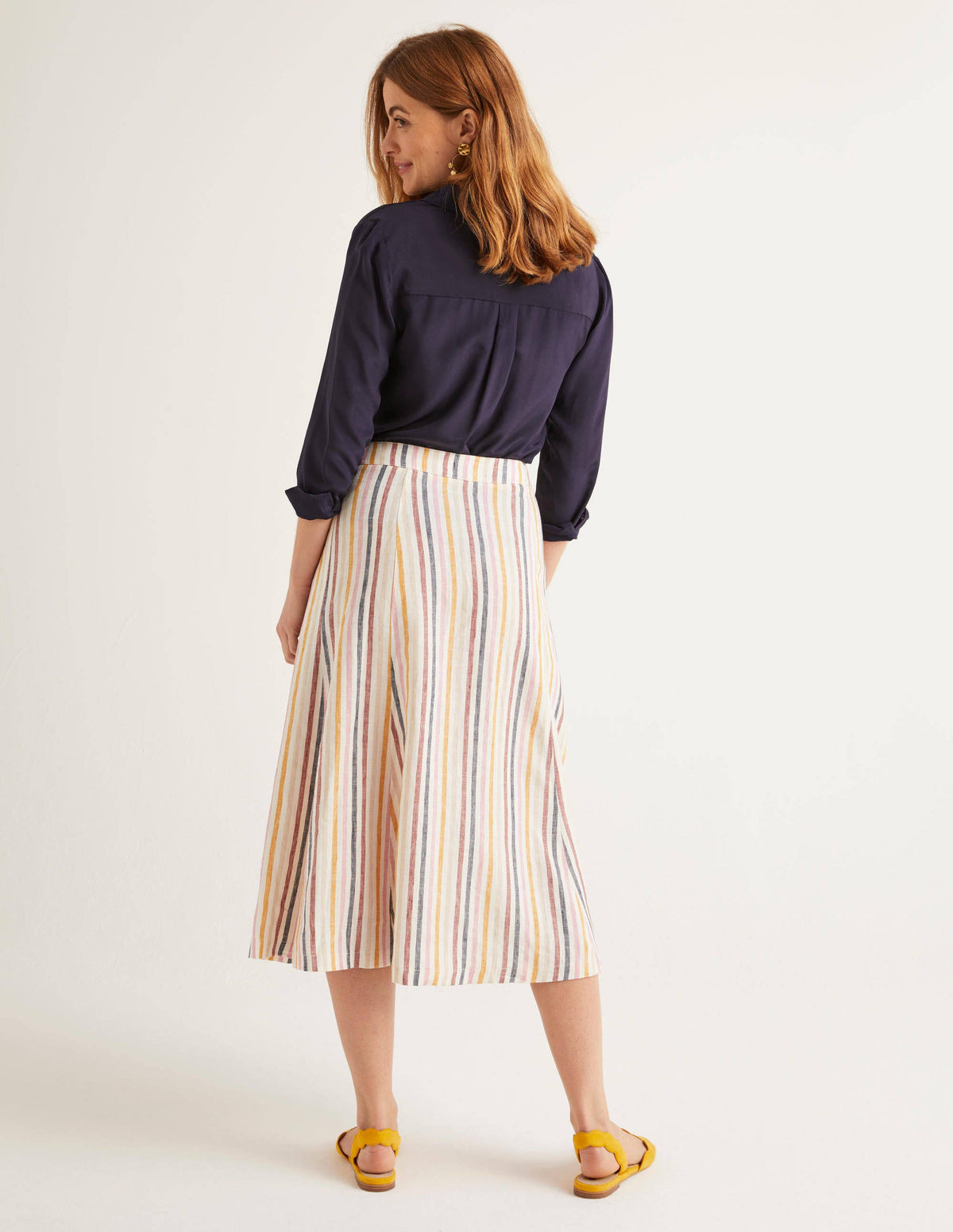 Radlett Linen Wrap Skirt-Tuscan Sun Stripe - Image 3