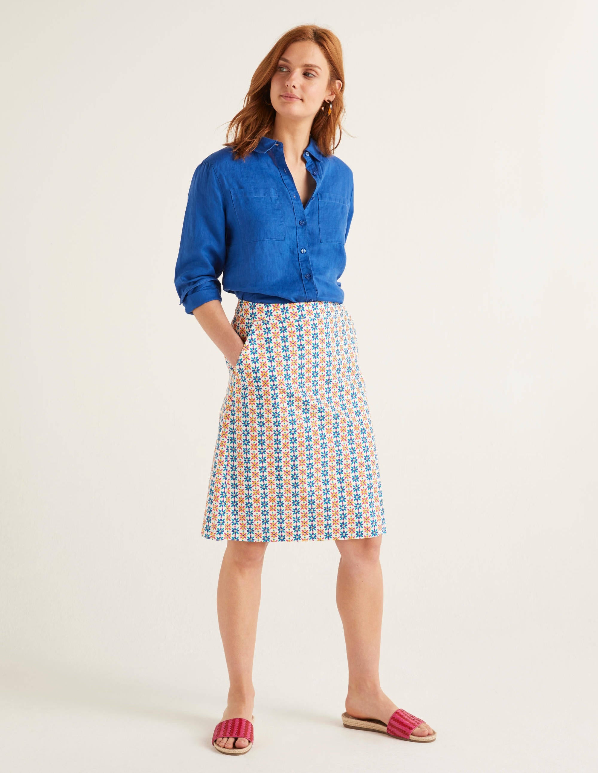 Francesca A-line Skirt-Ivory, Plumeria - Image 4