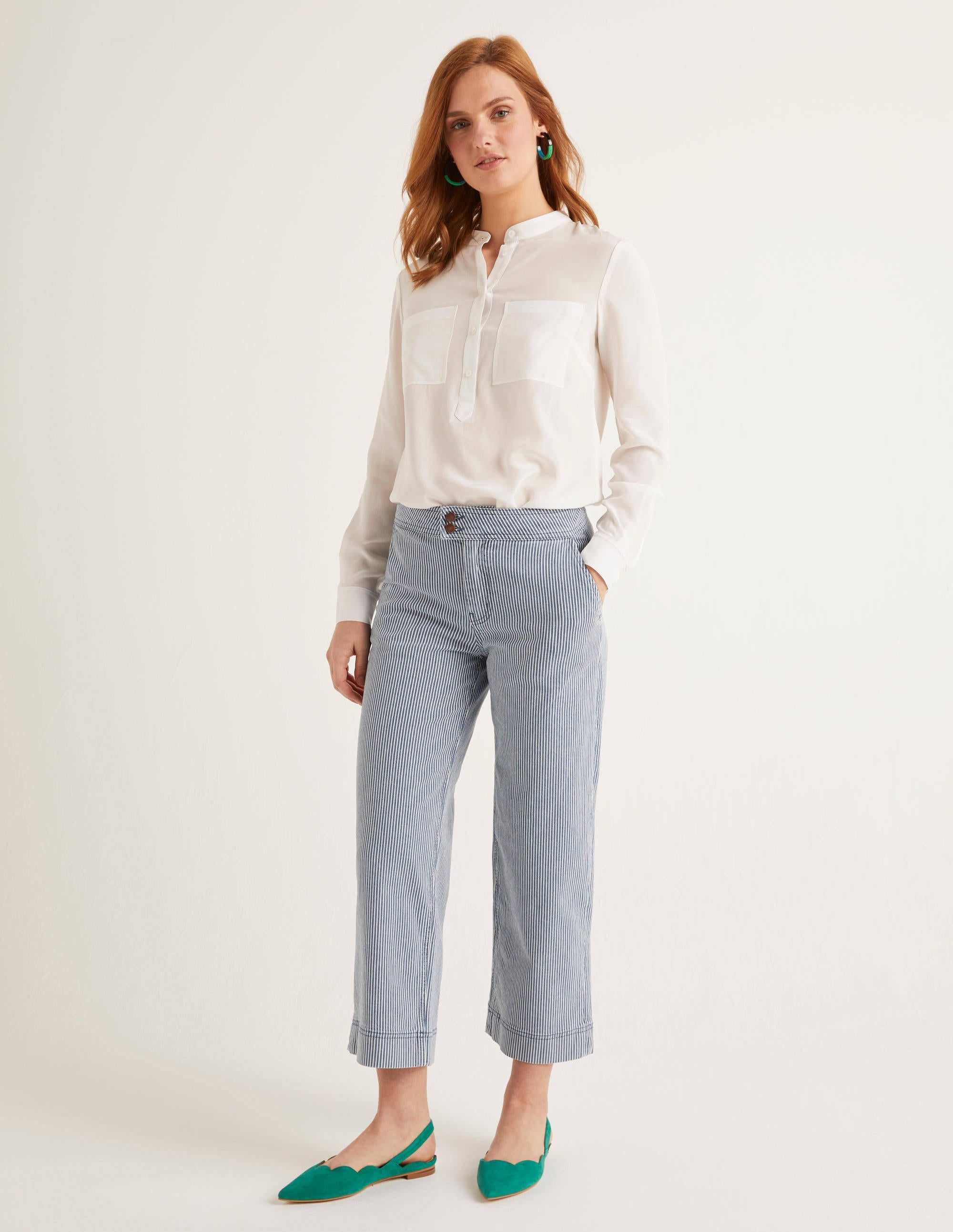 Crop Wide Leg Jeans-Ticking Stripe - Image 4