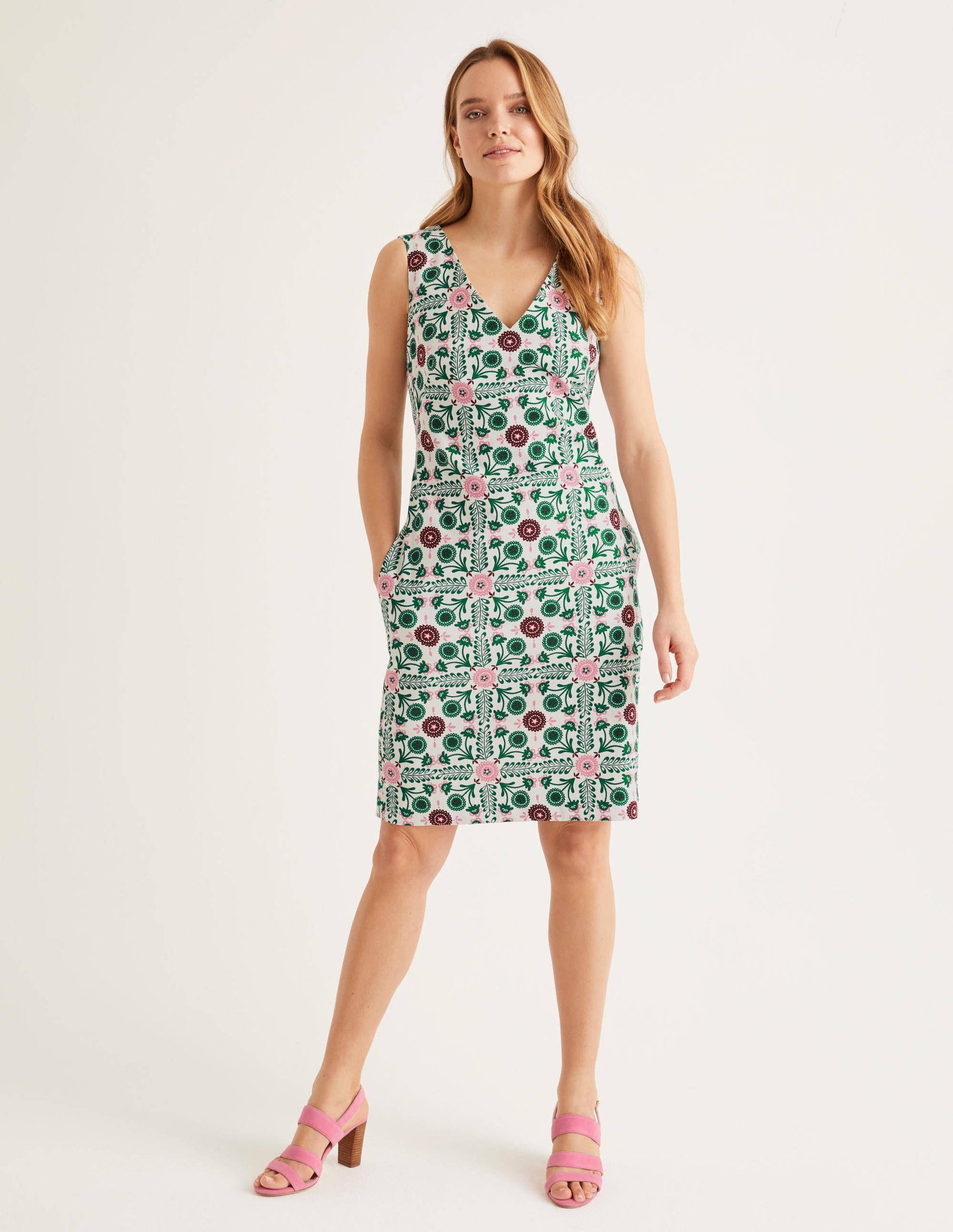 Tatiana Textured Dress-Ivory, Trellis Tile-4