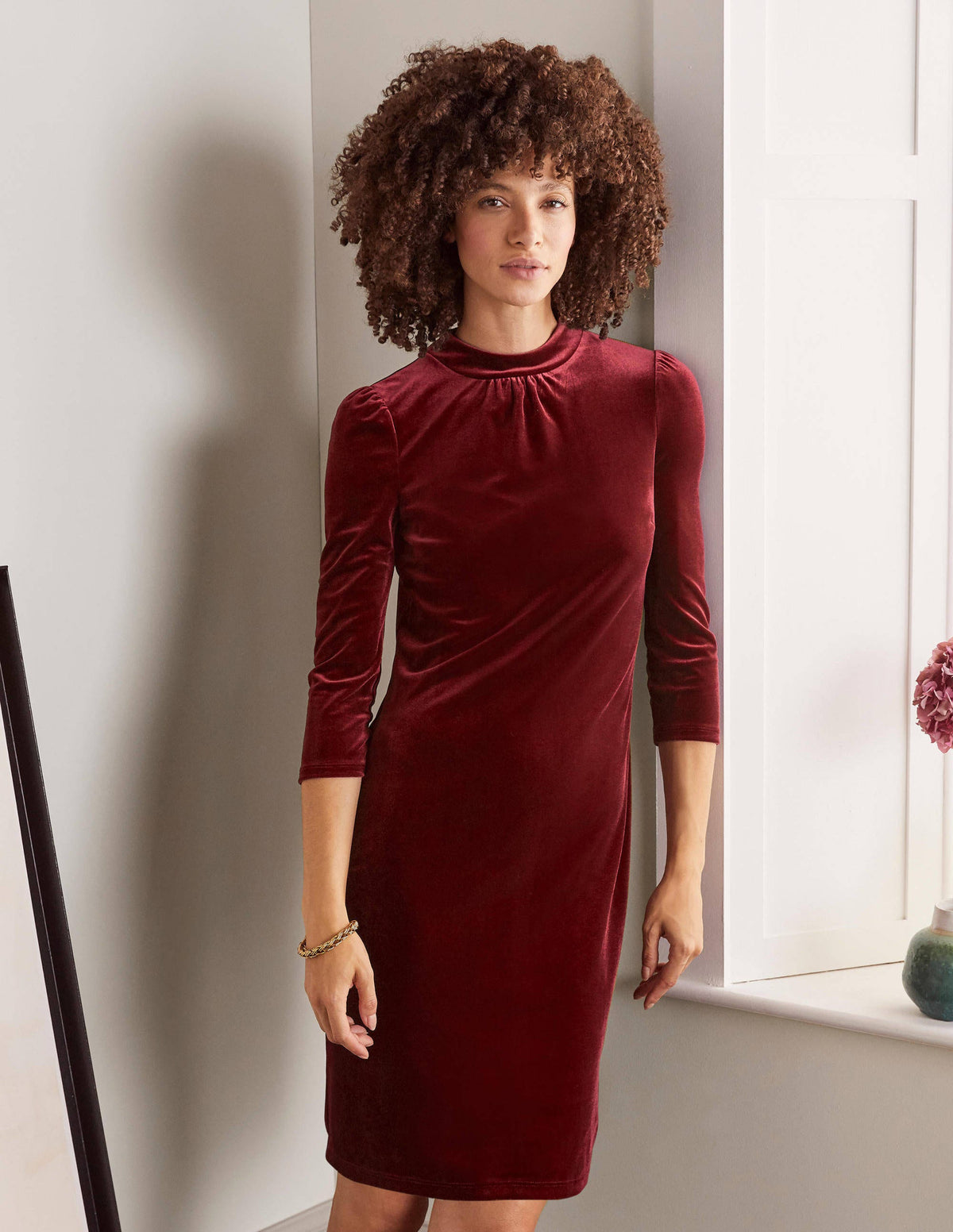 Livia Velvet Shift Dress-Ruby Ring - Image 2