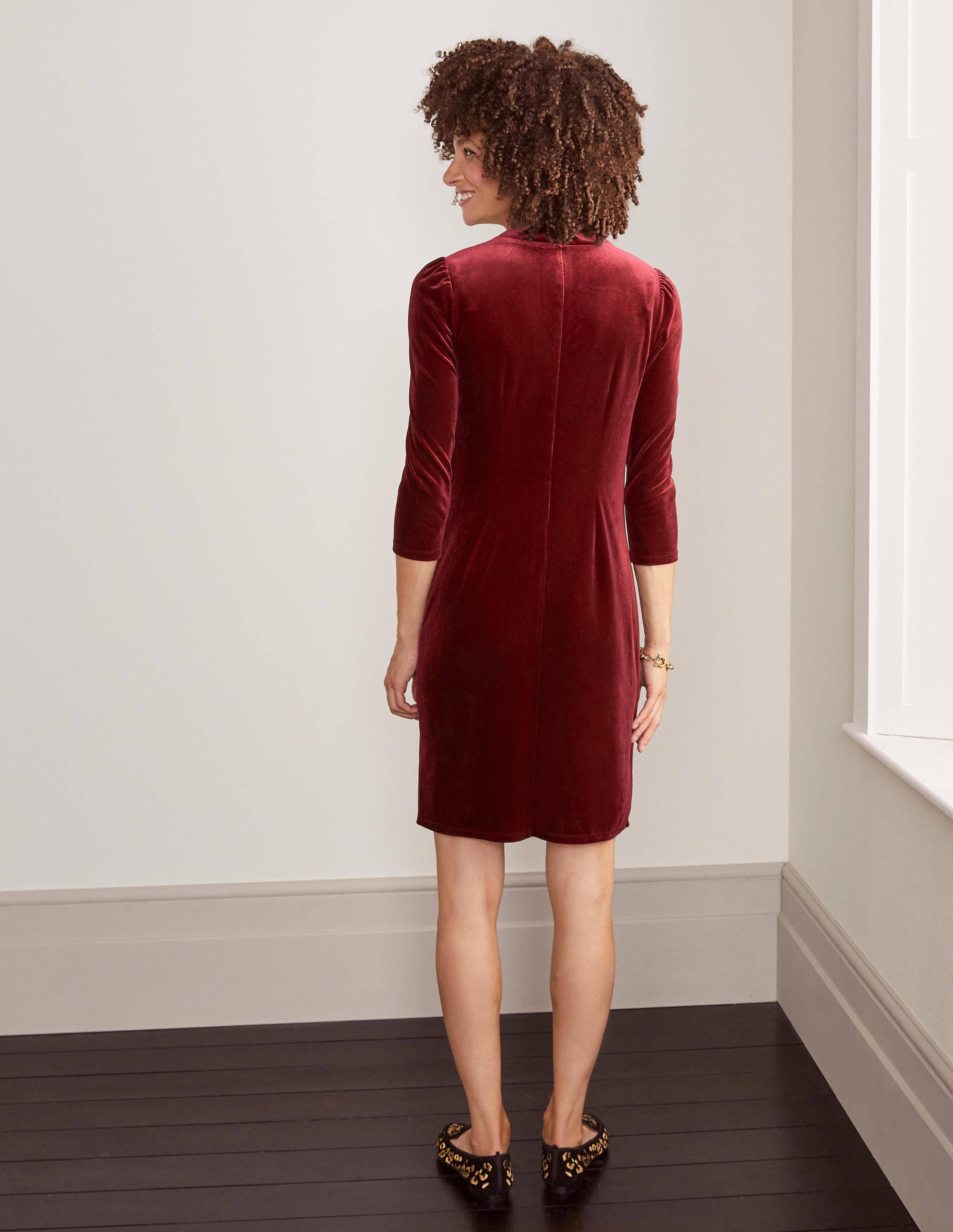 Livia Velvet Shift Dress-Ruby Ring - Image 3