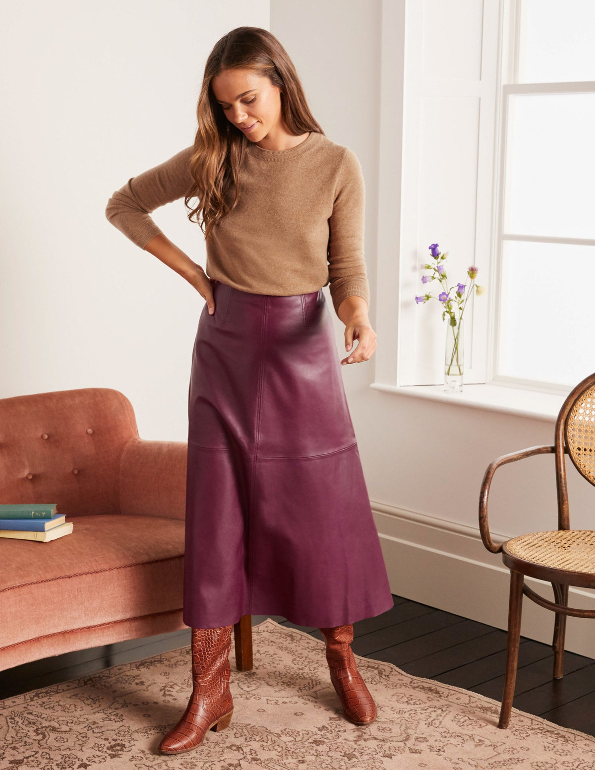 Catriona Leather Skirt-Ruby Ring - Image 5