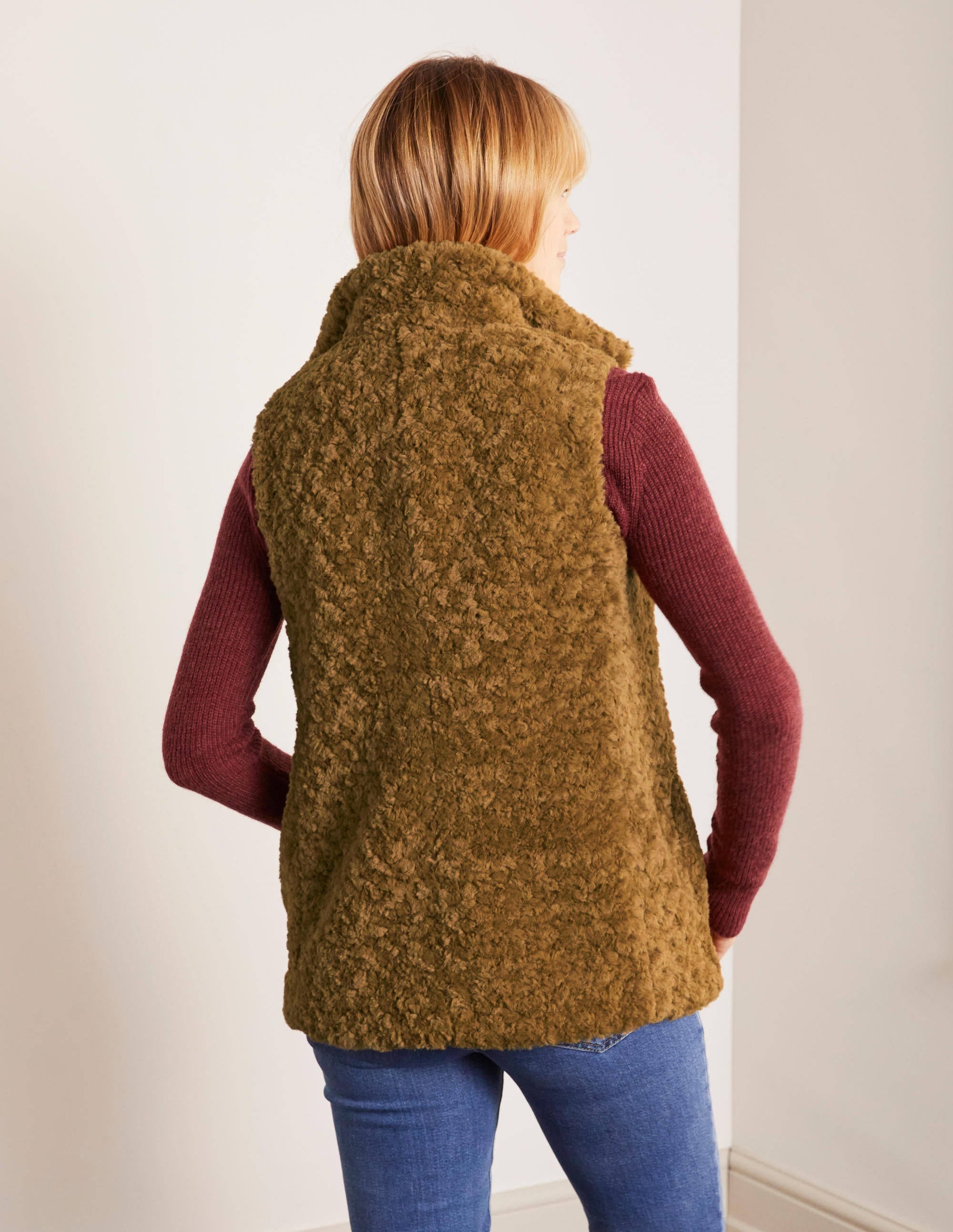 Haddon Faux Fur Vest-Camel - Image 2