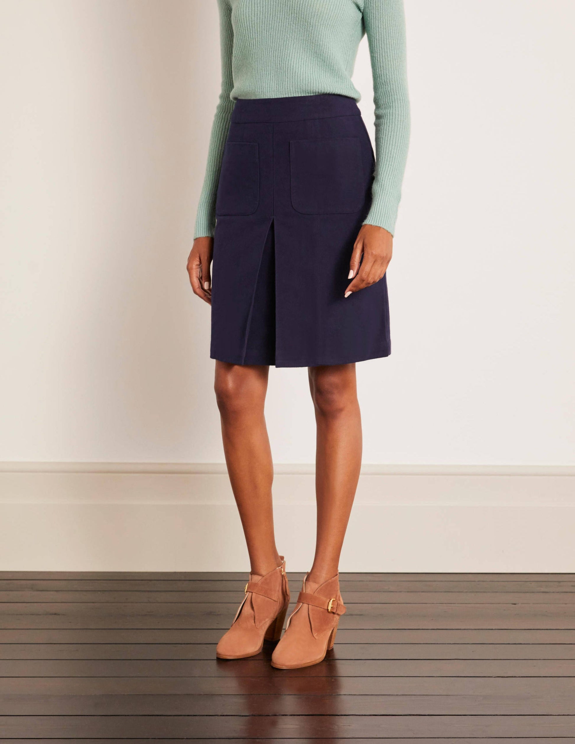 Auria Moleskin Skirt-Navy-1