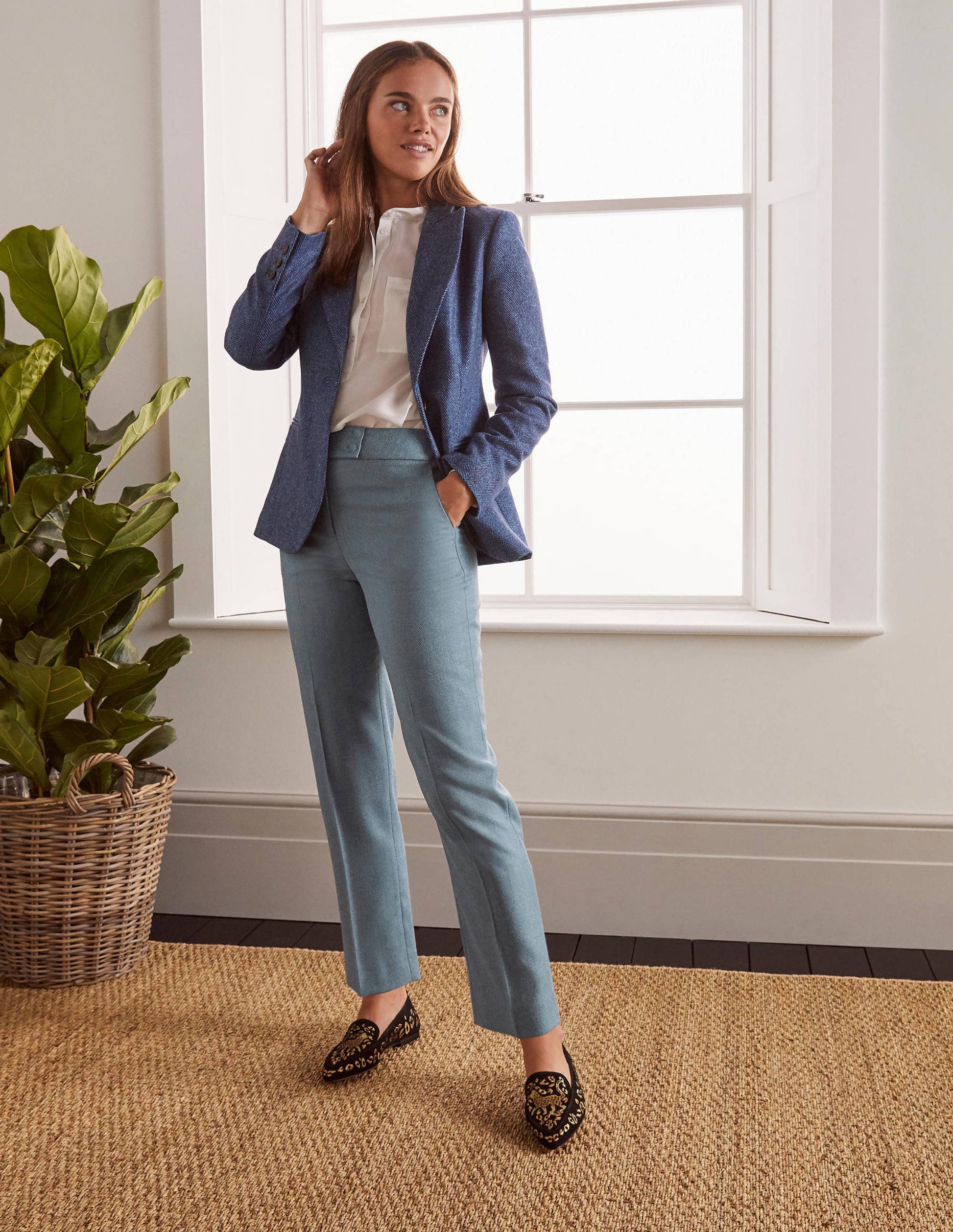 Kennford Tweed Pants-Blue Herringbone-3