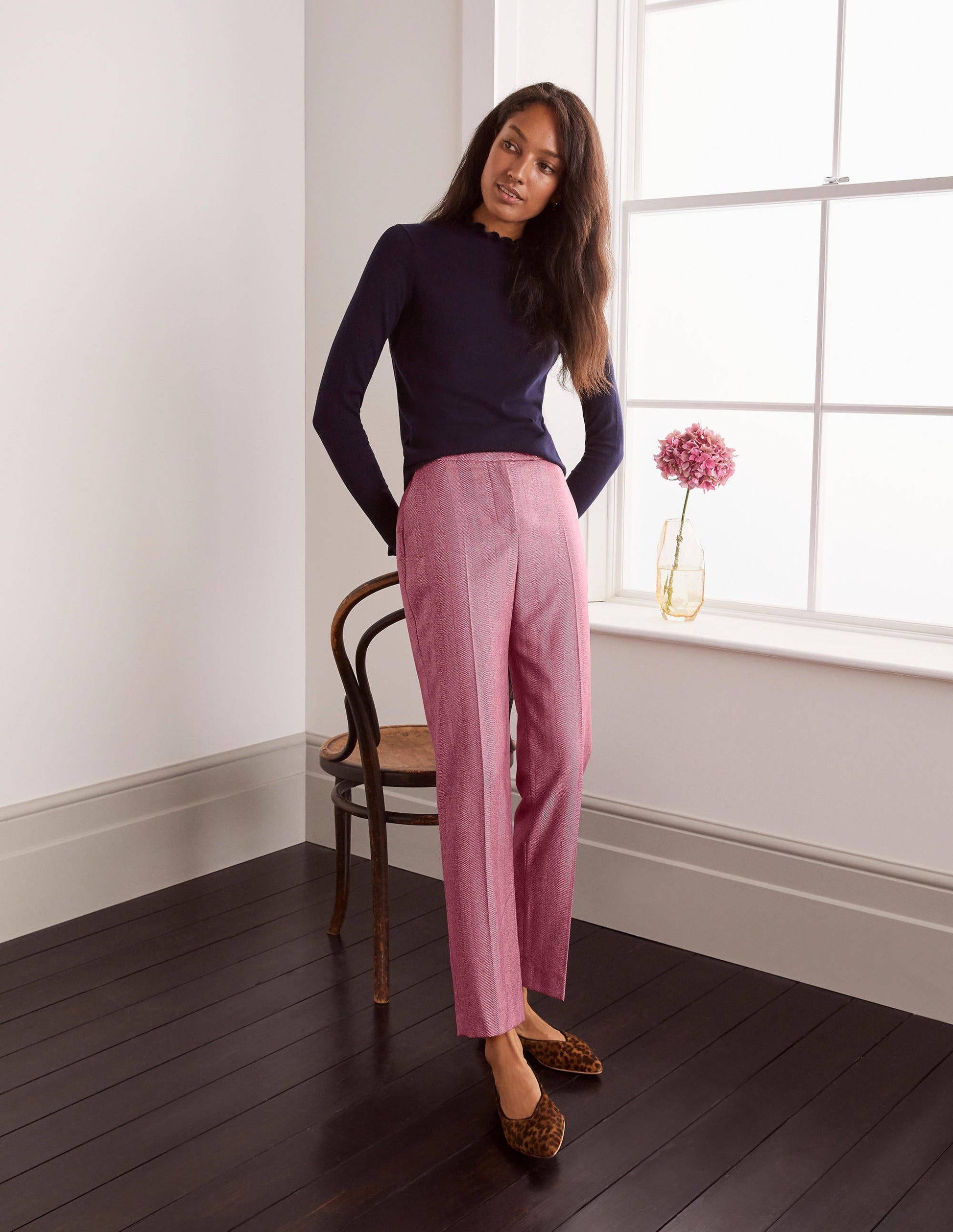 Kennford Tweed Pants-Pink Herringbone-4