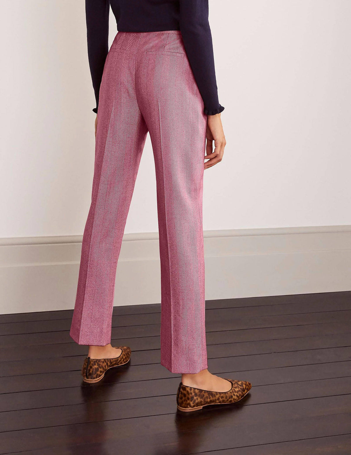 Kennford Tweed Pants-Pink Herringbone - Image 2