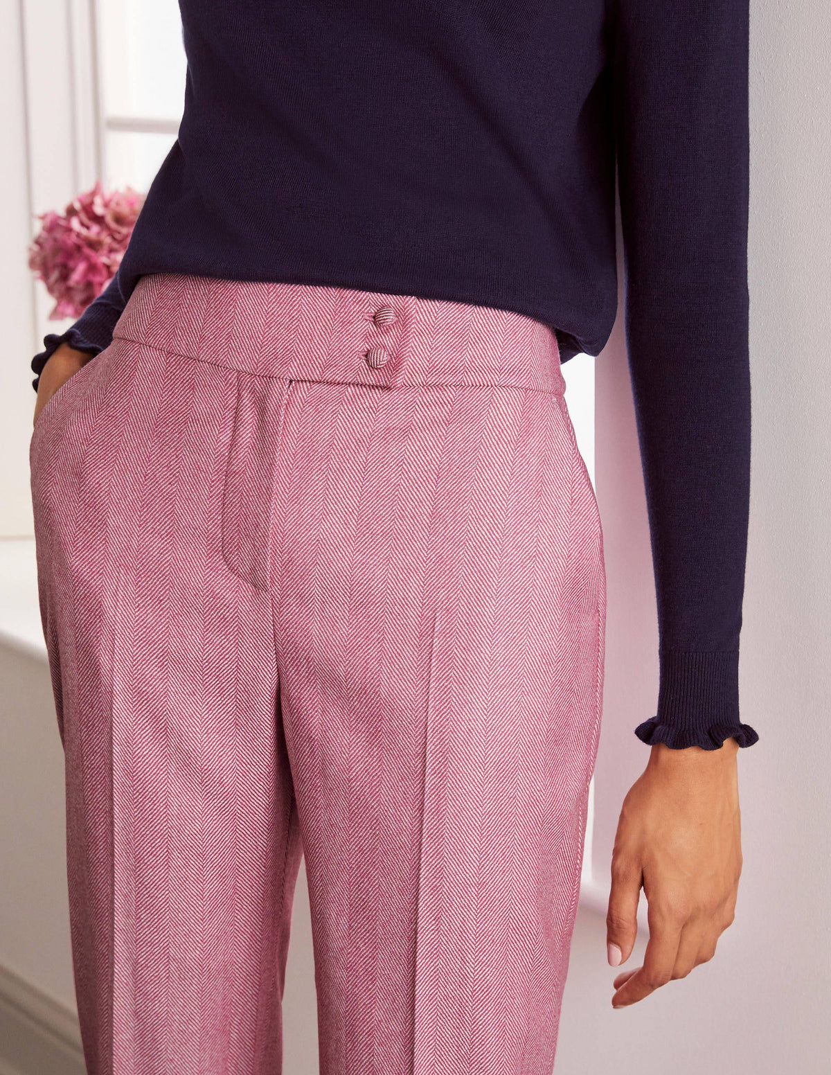 Kennford Tweed Pants-Pink Herringbone-3