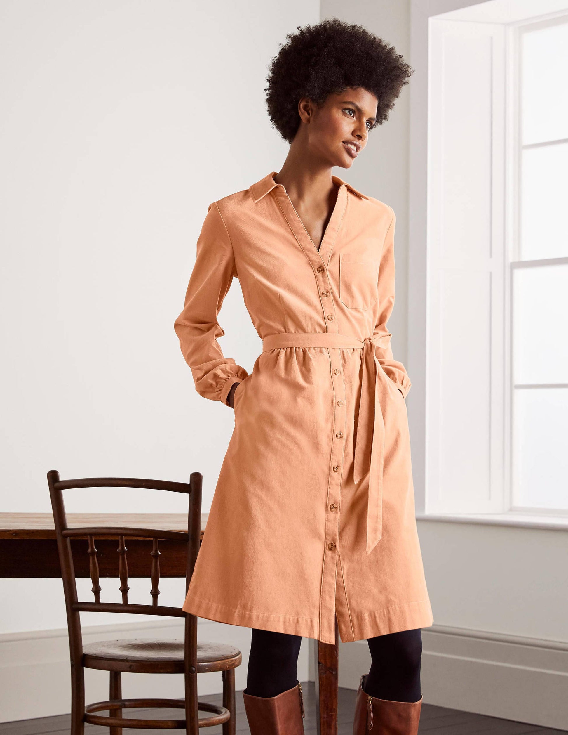 Olympia Shirt dress-Antique Pink-4