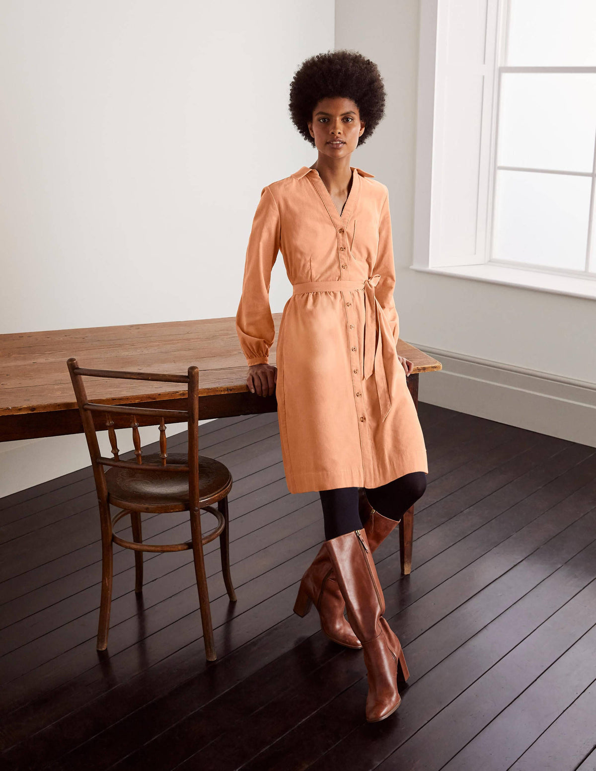 Olympia Shirt dress-Antique Pink-1