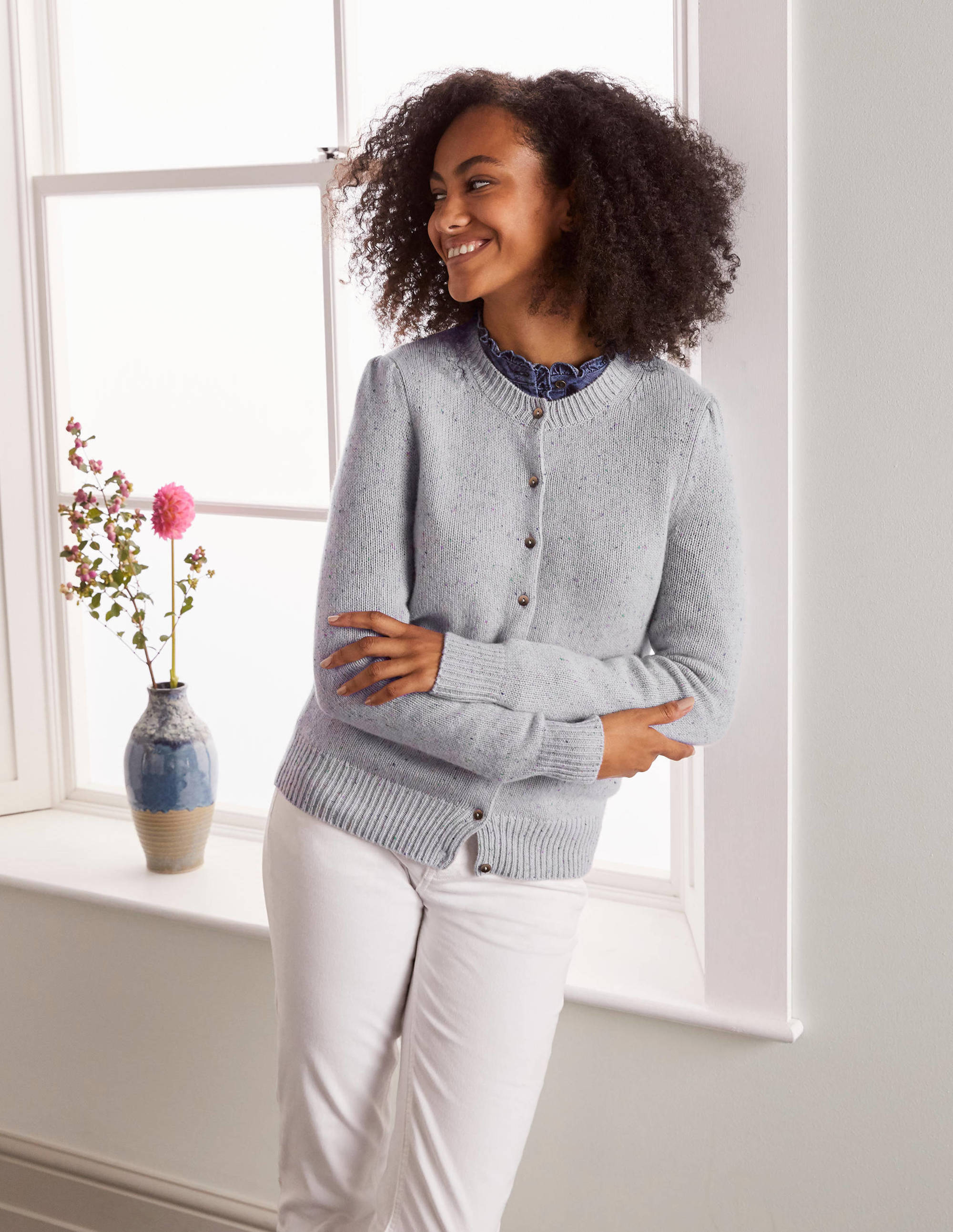 Beaufort Cashmere Cardigan-Winter Slate Nep - Image 1