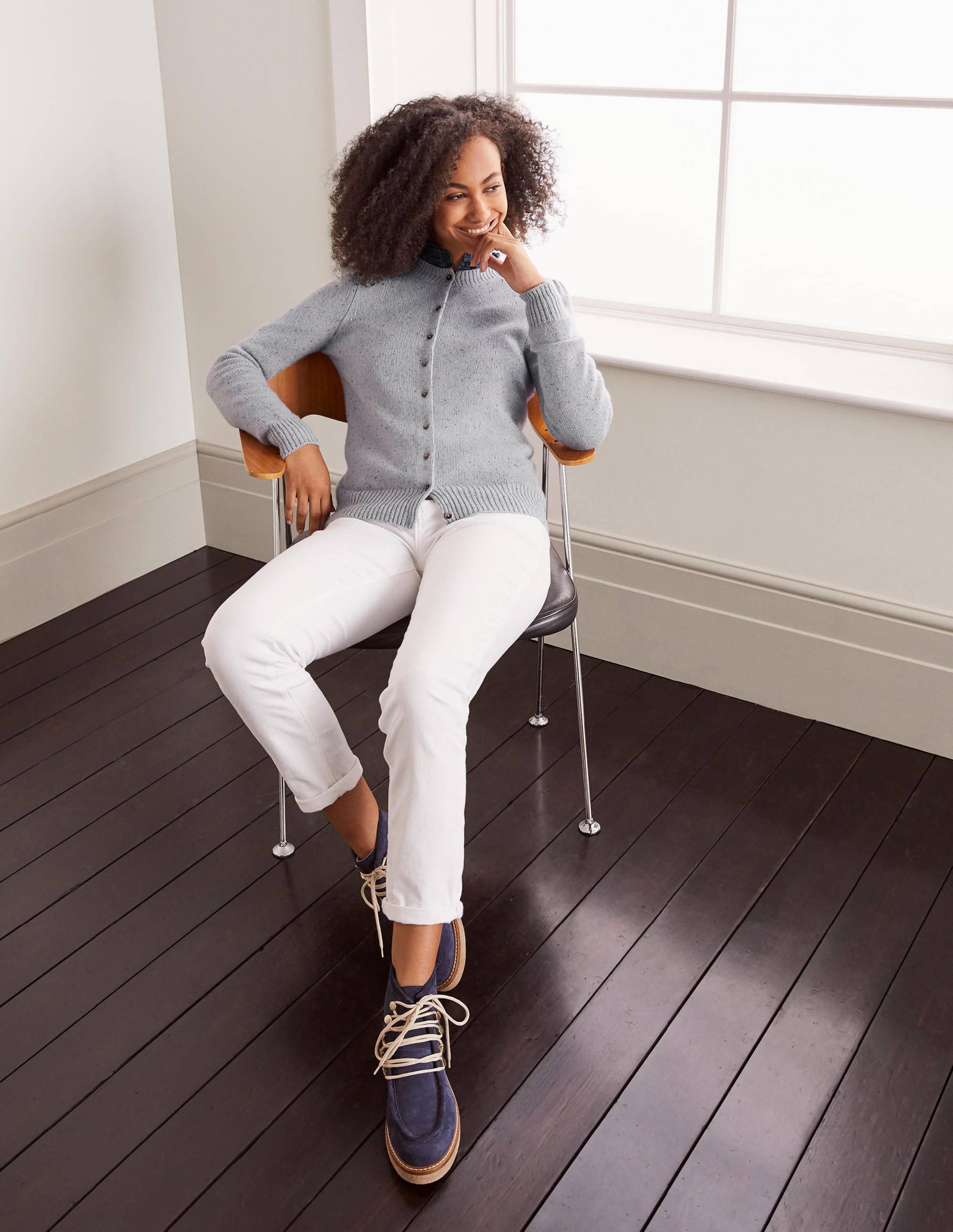 Beaufort Cashmere Cardigan-Winter Slate Nep - Image 2