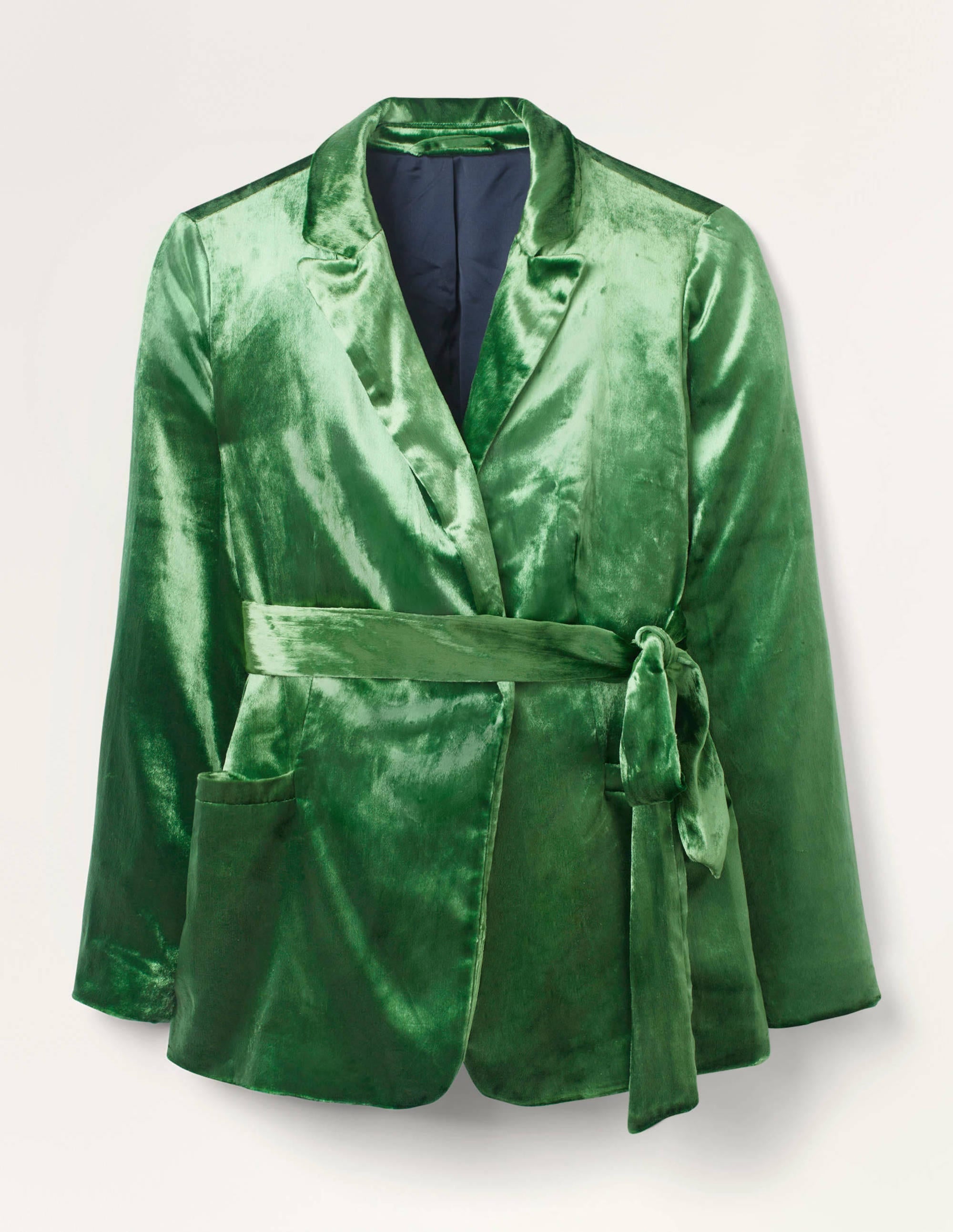 Rosebury Velvet Belted Blazer-Mid Green Velvet - Image 6