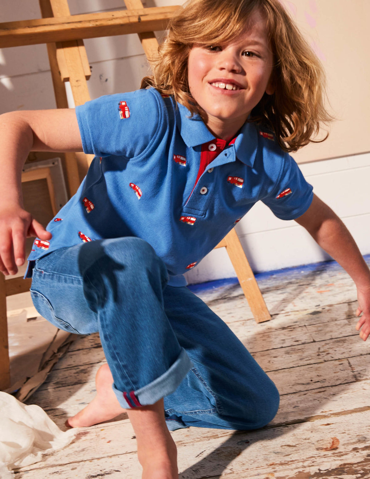 Piqué Polo Shirt-Elizabethan Blue Fire Engines - Image 4