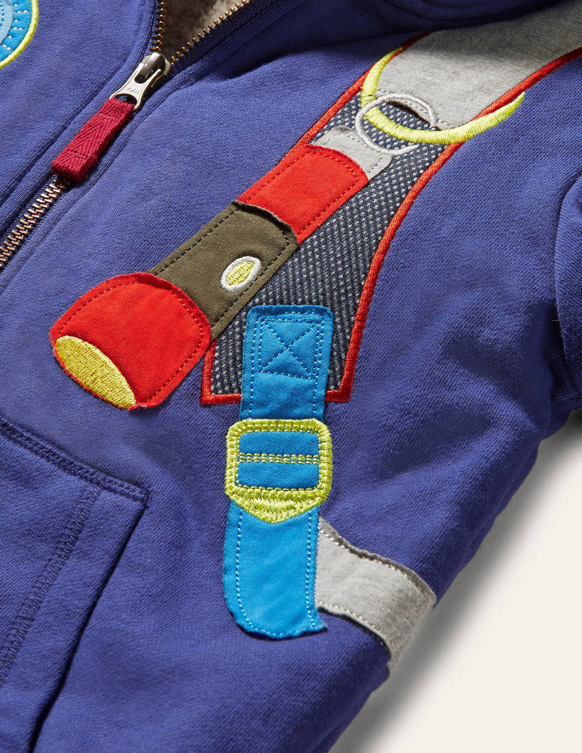 Shaggy-lined Appliqué Hoodie-Starboard Blue Backpack-3