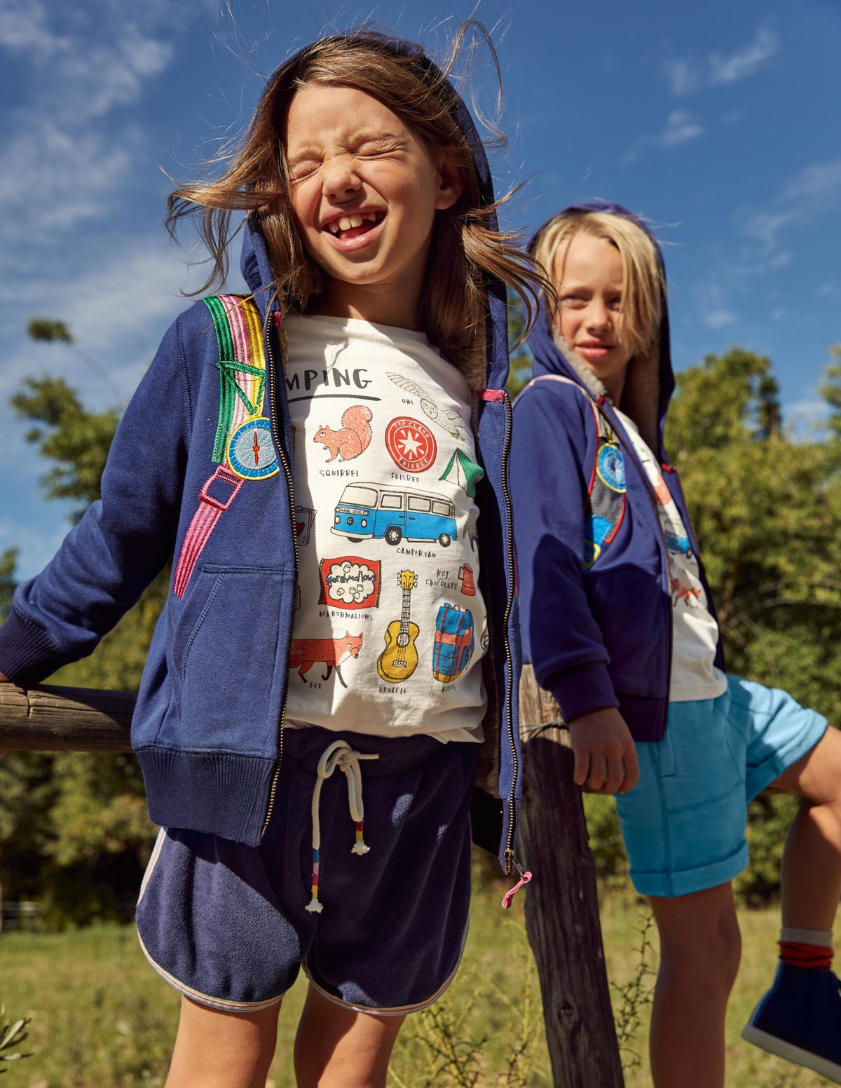 Shaggy-lined Appliqué Hoodie-Starboard Blue Backpack-4