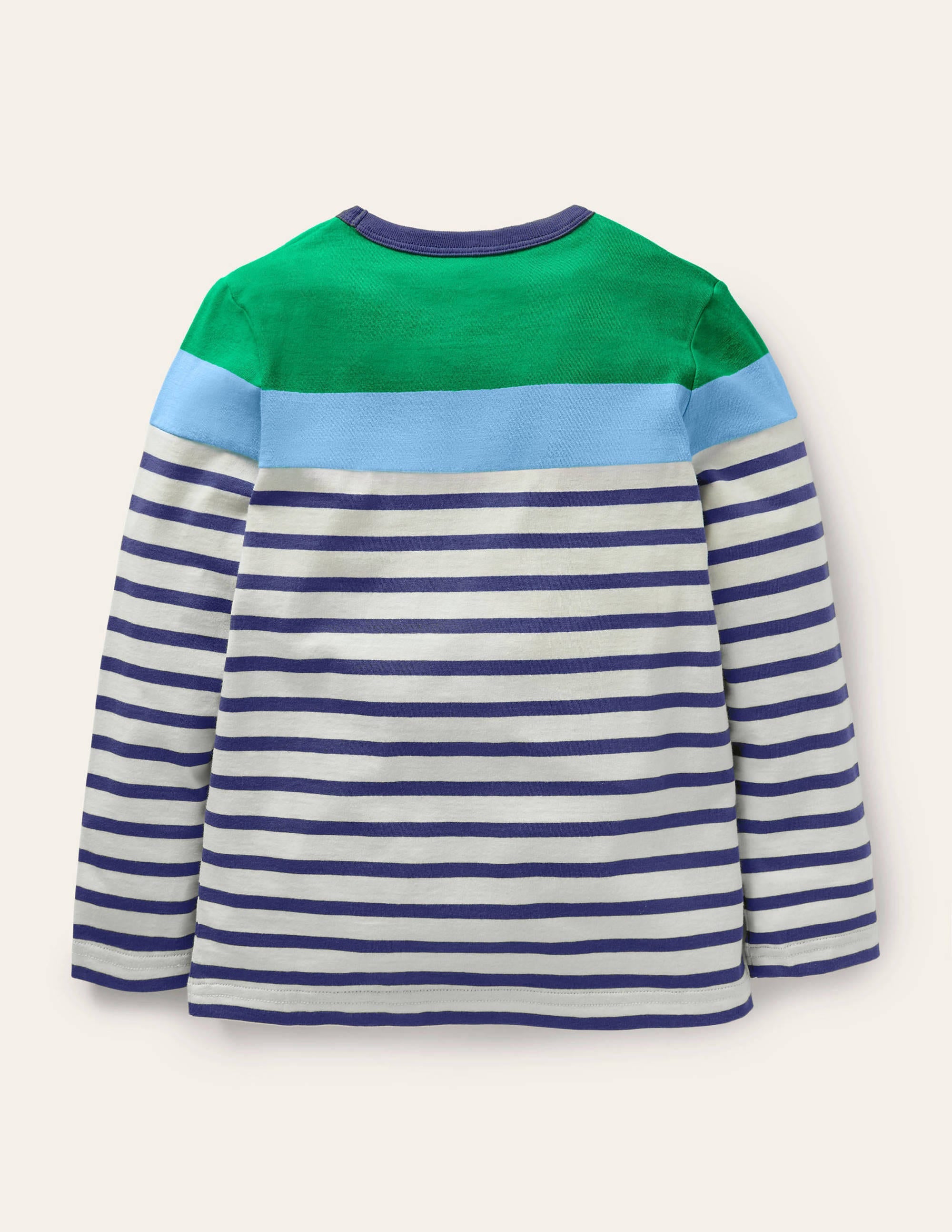 Colourblock Breton T-Shirt-Green Pepper/Ivory - Image 2