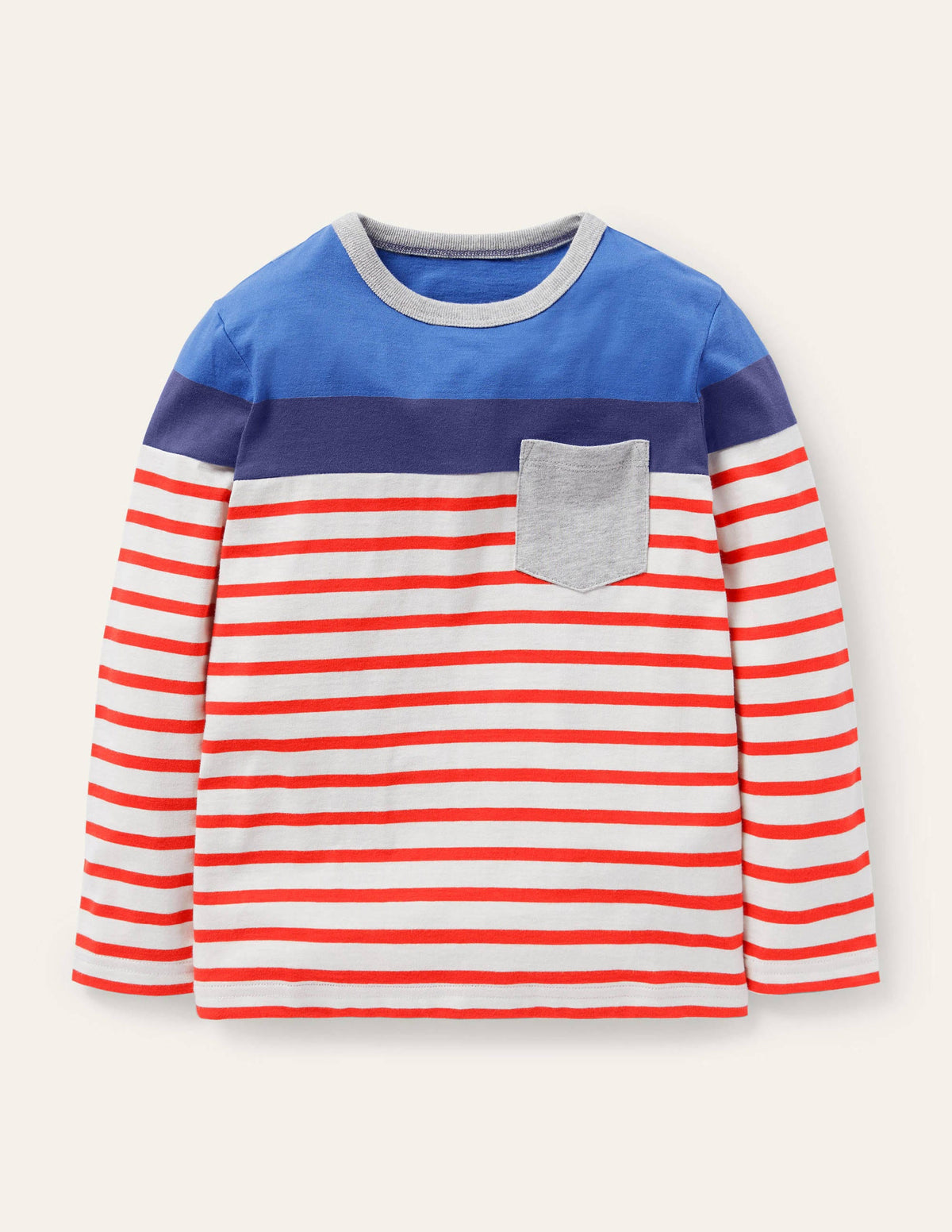 Colourblock Breton T-Shirt-Rocket Red/Elizabethan Blue-1