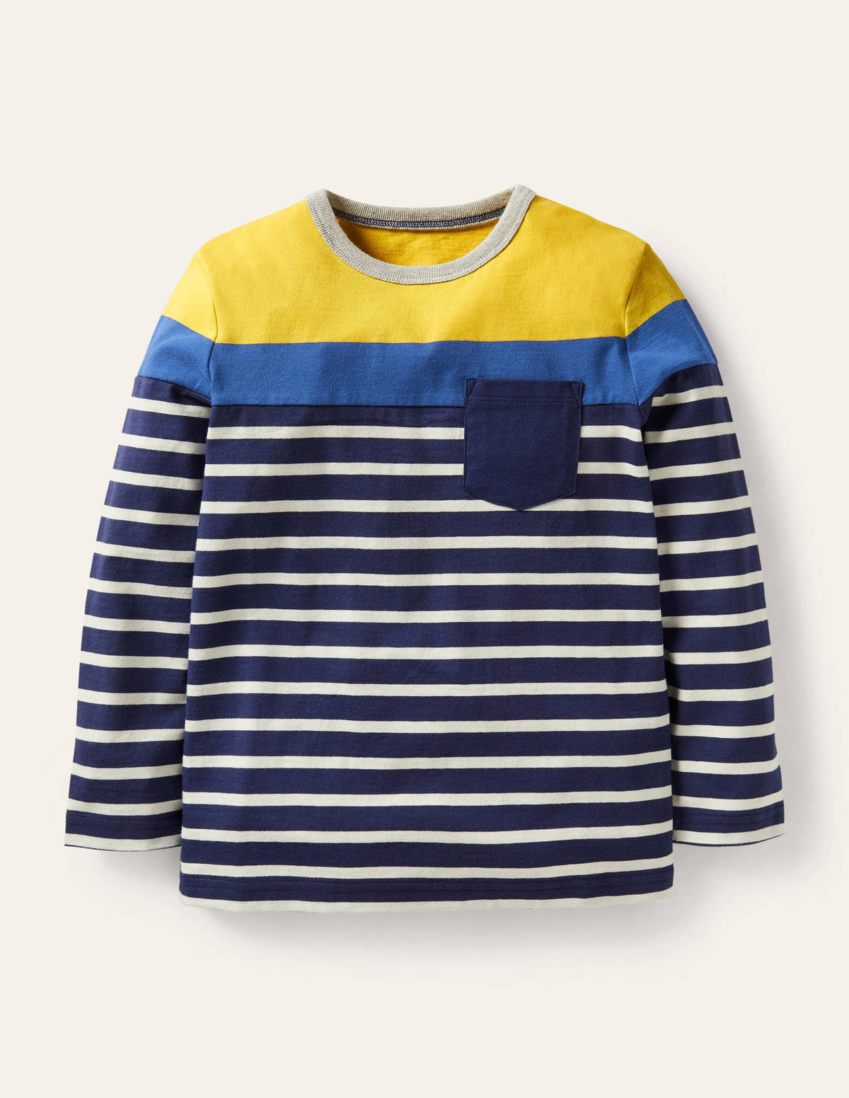 Colourblock Breton T-Shirt-Sweetcorn Yellow/Navy-1