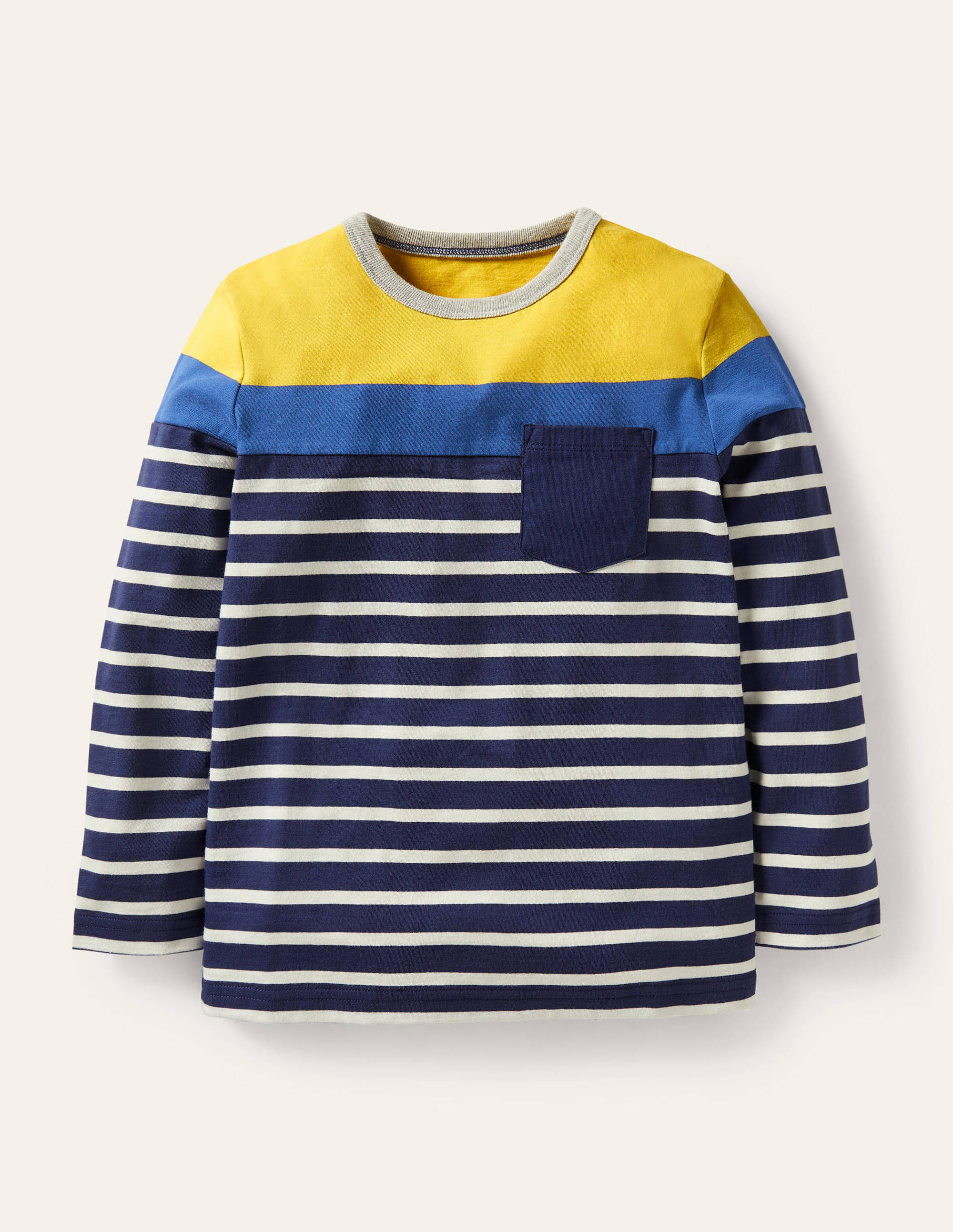 Colourblock Breton T-Shirt-Sweetcorn Yellow/Navy - Image 1