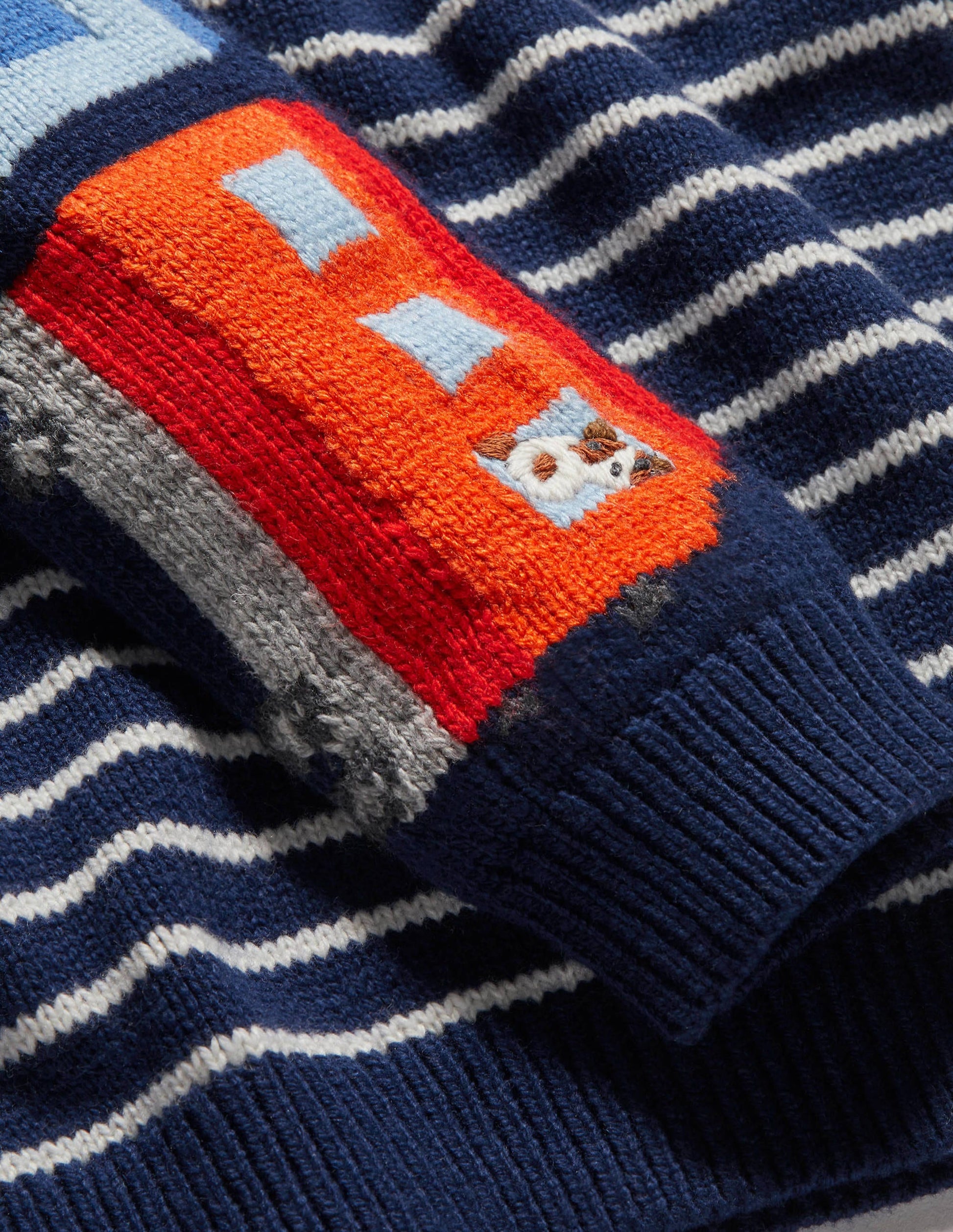 Graphic Crew Sweater-College Navy Trains-3