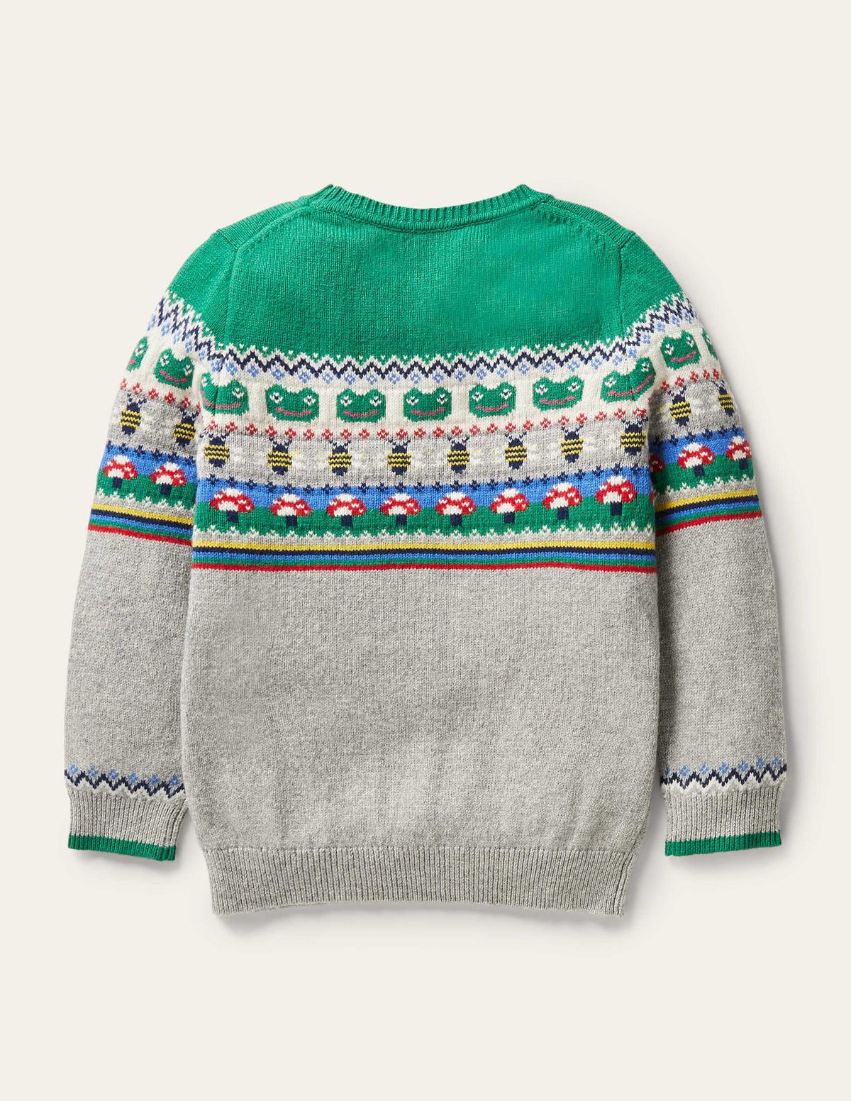 Fair Isle Crew Sweater-Grey Marl/Green Pepper Frog - Image 2