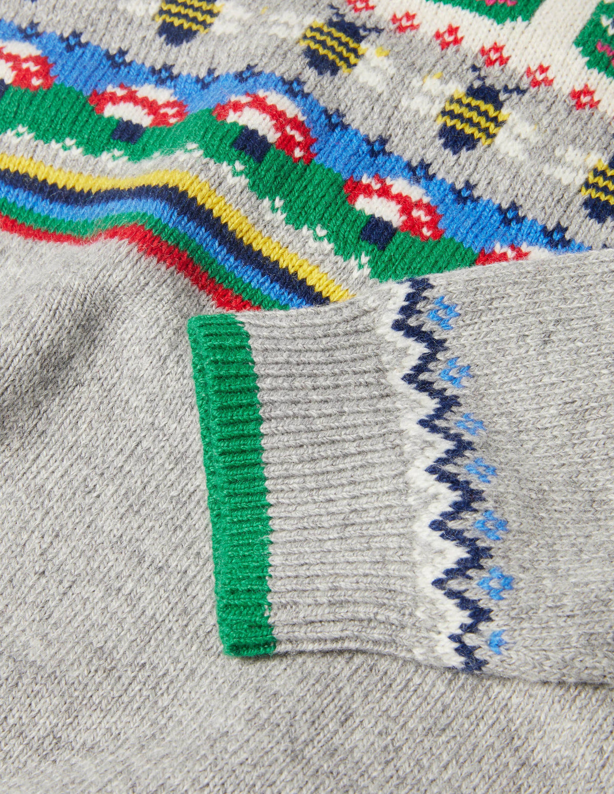 Fair Isle Crew Sweater-Grey Marl/Green Pepper Frog - Image 3