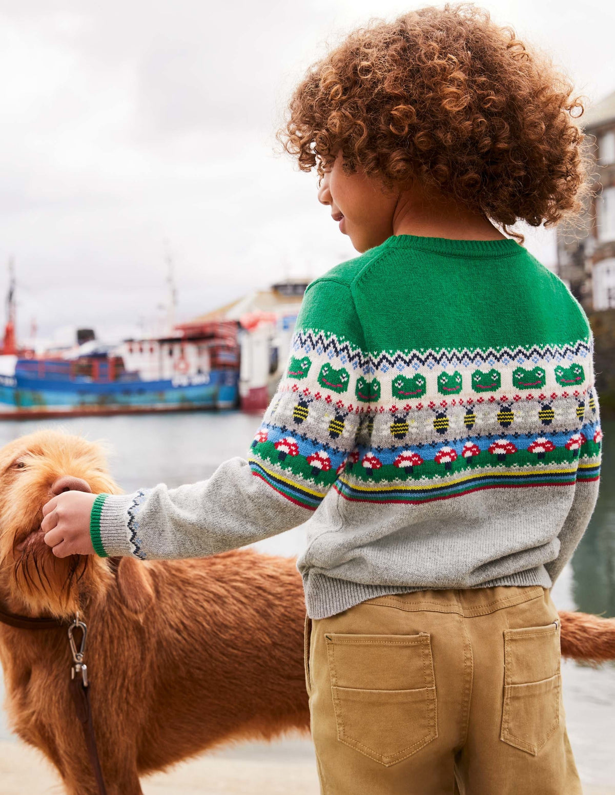 Fair Isle Crew Sweater-Grey Marl/Green Pepper Frog - Image 6